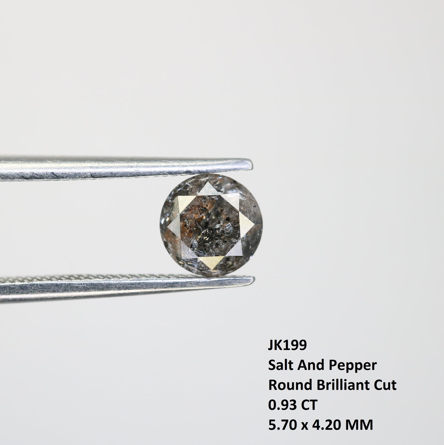 0.93 Carat Natural Round Brilliant Cut Salt And Pepper Diamond For Promise Ring - JayKrishna Diamond