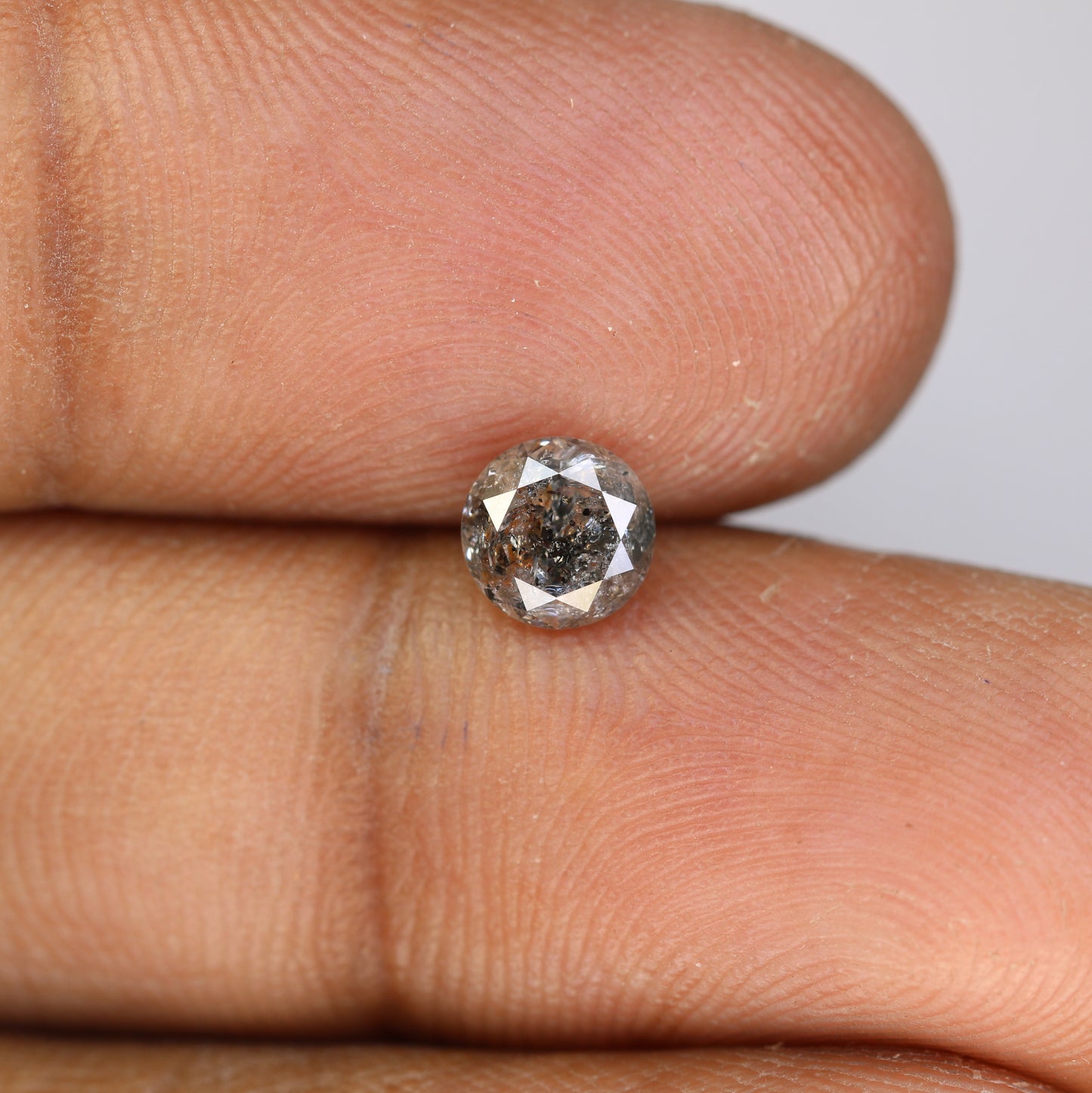 0.93 Carat Natural Round Brilliant Cut Salt And Pepper Diamond For Promise Ring - JayKrishna Diamond