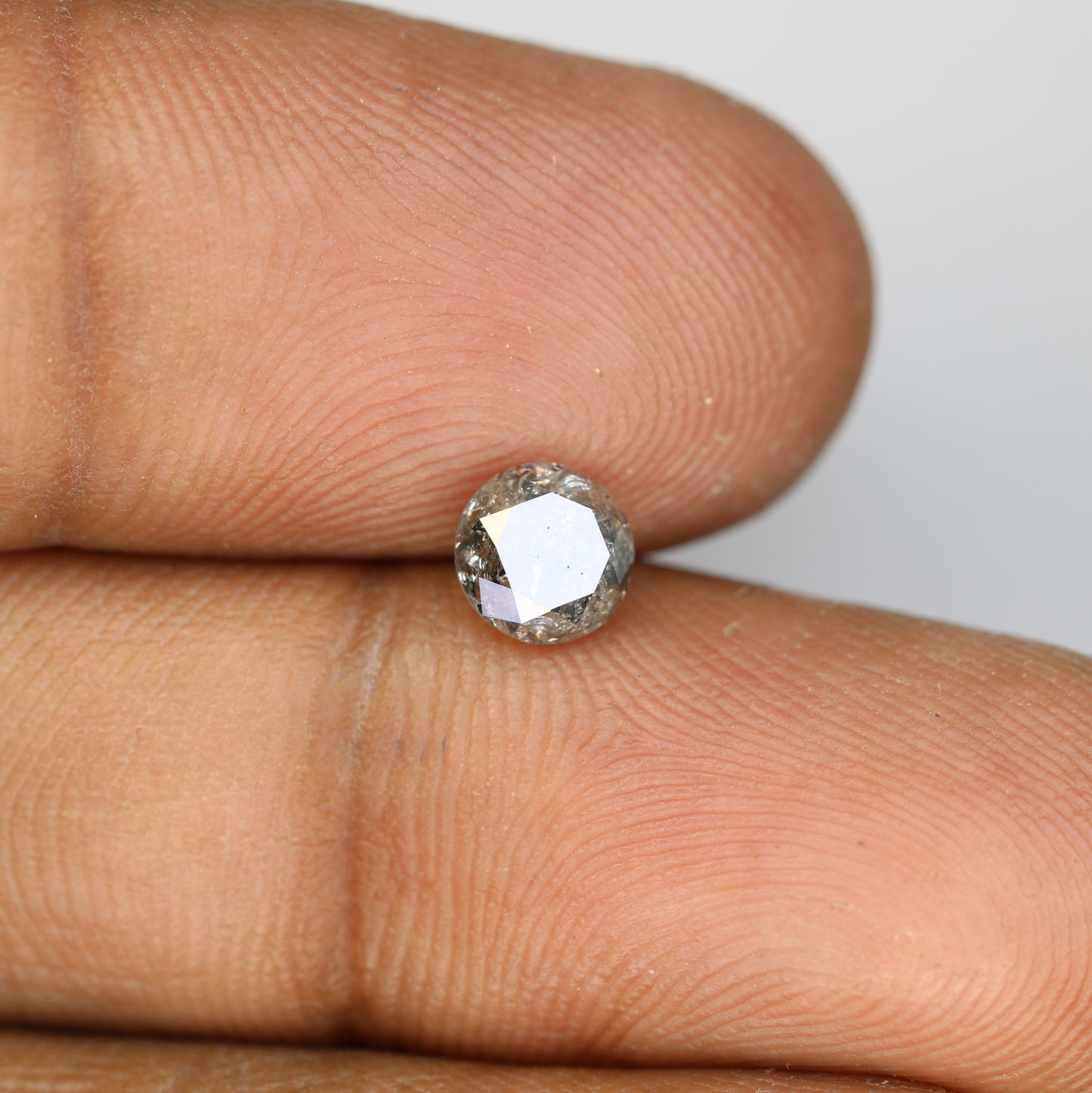 0.93 Carat Natural Round Brilliant Cut Salt And Pepper Diamond For Promise Ring - JayKrishna Diamond
