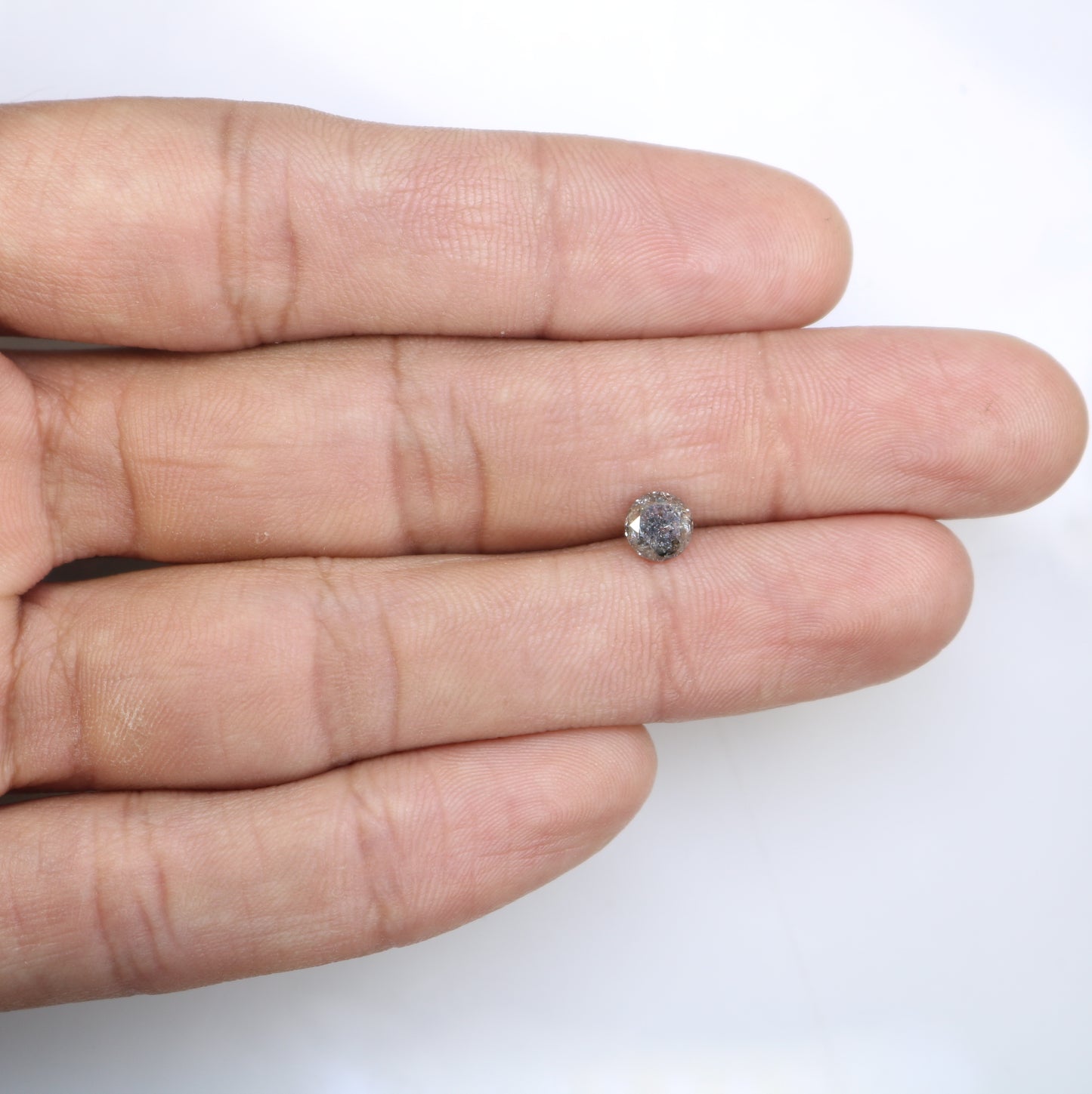 0.93 Carat Natural Round Brilliant Cut Salt And Pepper Diamond For Promise Ring - JayKrishna Diamond