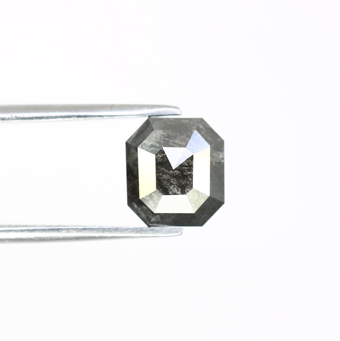 1.39 Carat Emerald Shape 6.80 MM Salt And Pepper Diamond For Galaxy Ring - JayKrishna Diamond