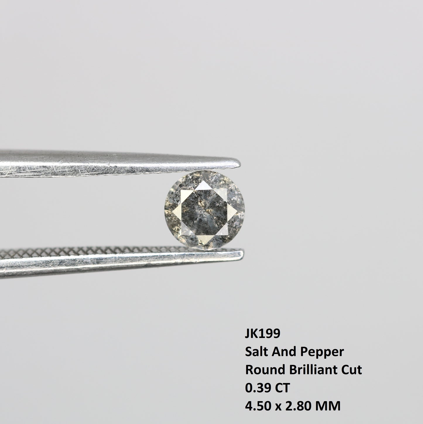 Round Brilliant Cut Diamond 0.39 Carat Natural Loose Salt And Pepper Diamond - JayKrishna Diamond