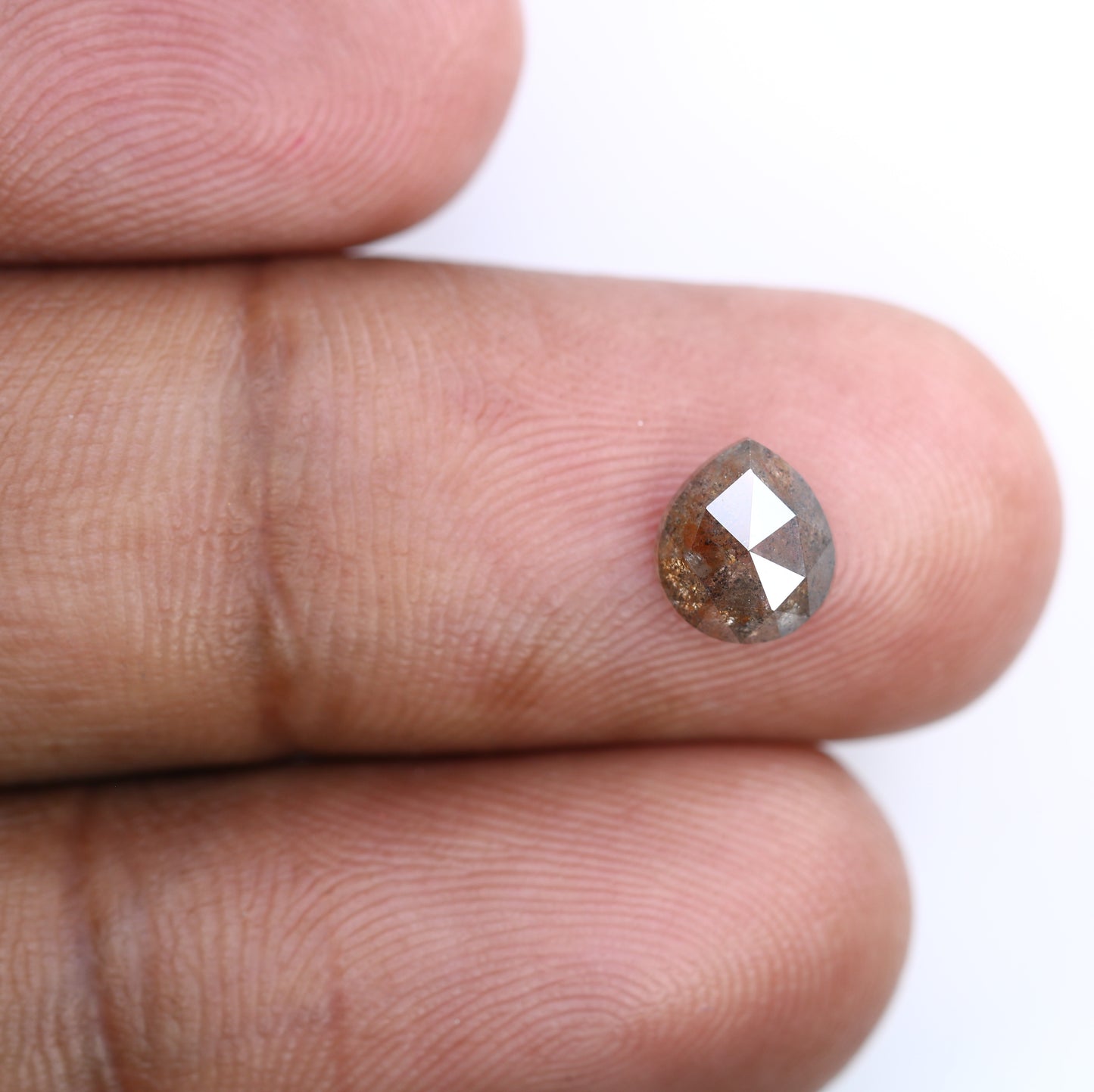 1.38 CT 7.30 MM Salt And Pepper Pear Shaped Diamond For Engagement Ring - JayKrishna Diamond