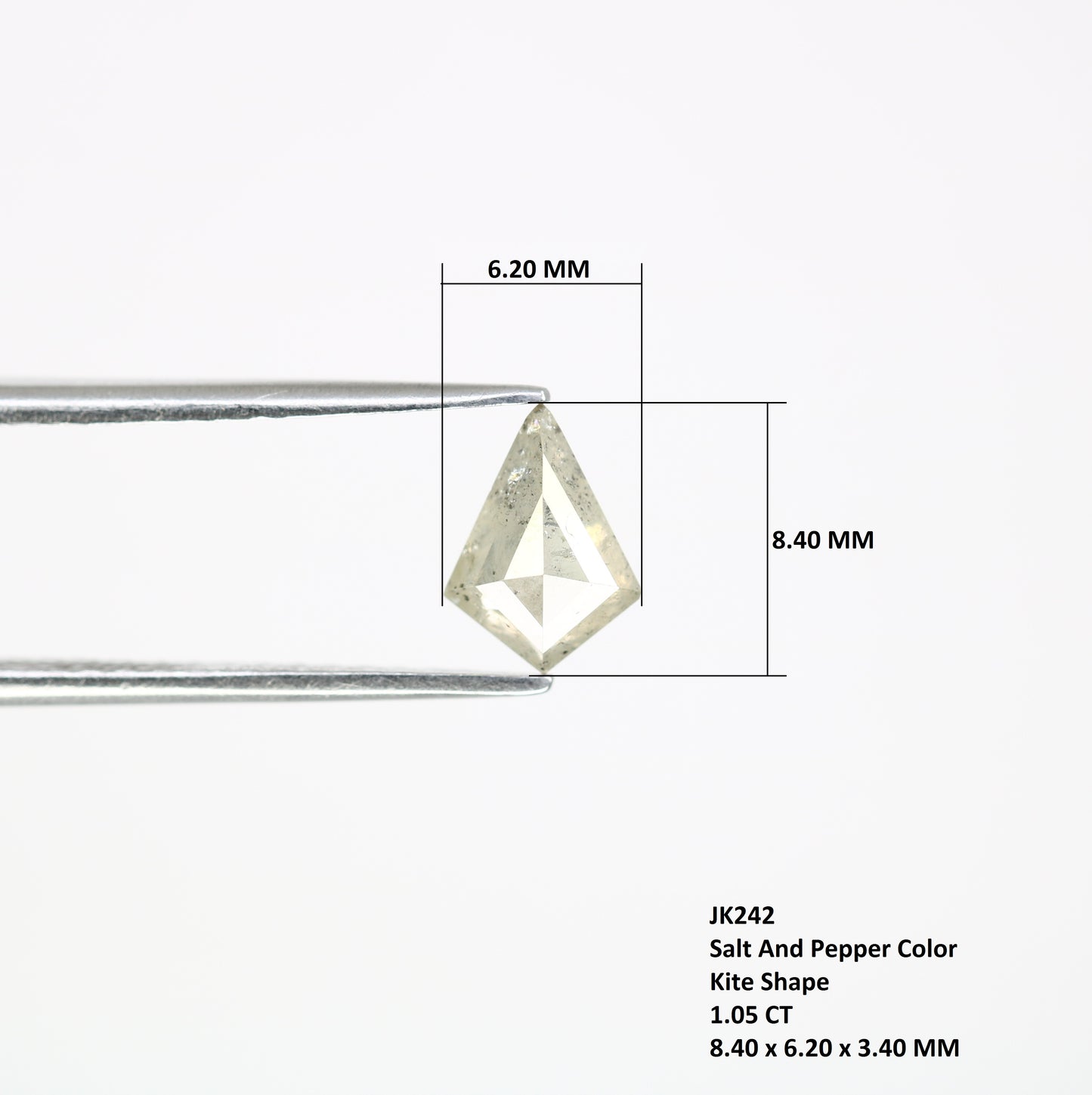 1.05 Carat Kite Cut 8.40 MM Natural Salt And Pepper Diamond For Wedding Ring - JayKrishna Diamond
