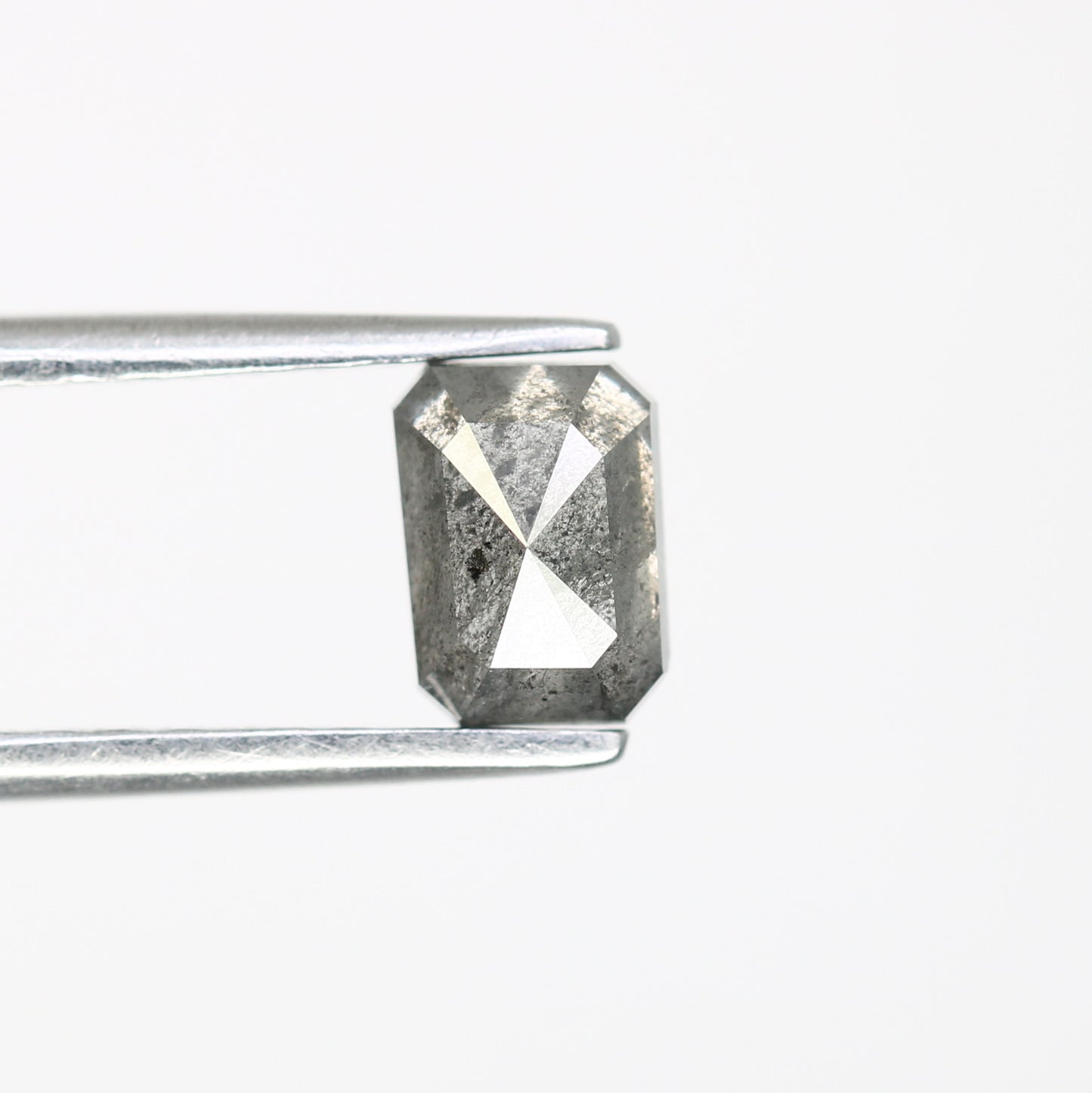 0.93 CT 6.00 MM Emerald Shaped Natural Salt And Pepper Diamond For Wedding Ring - JayKrishna Diamond