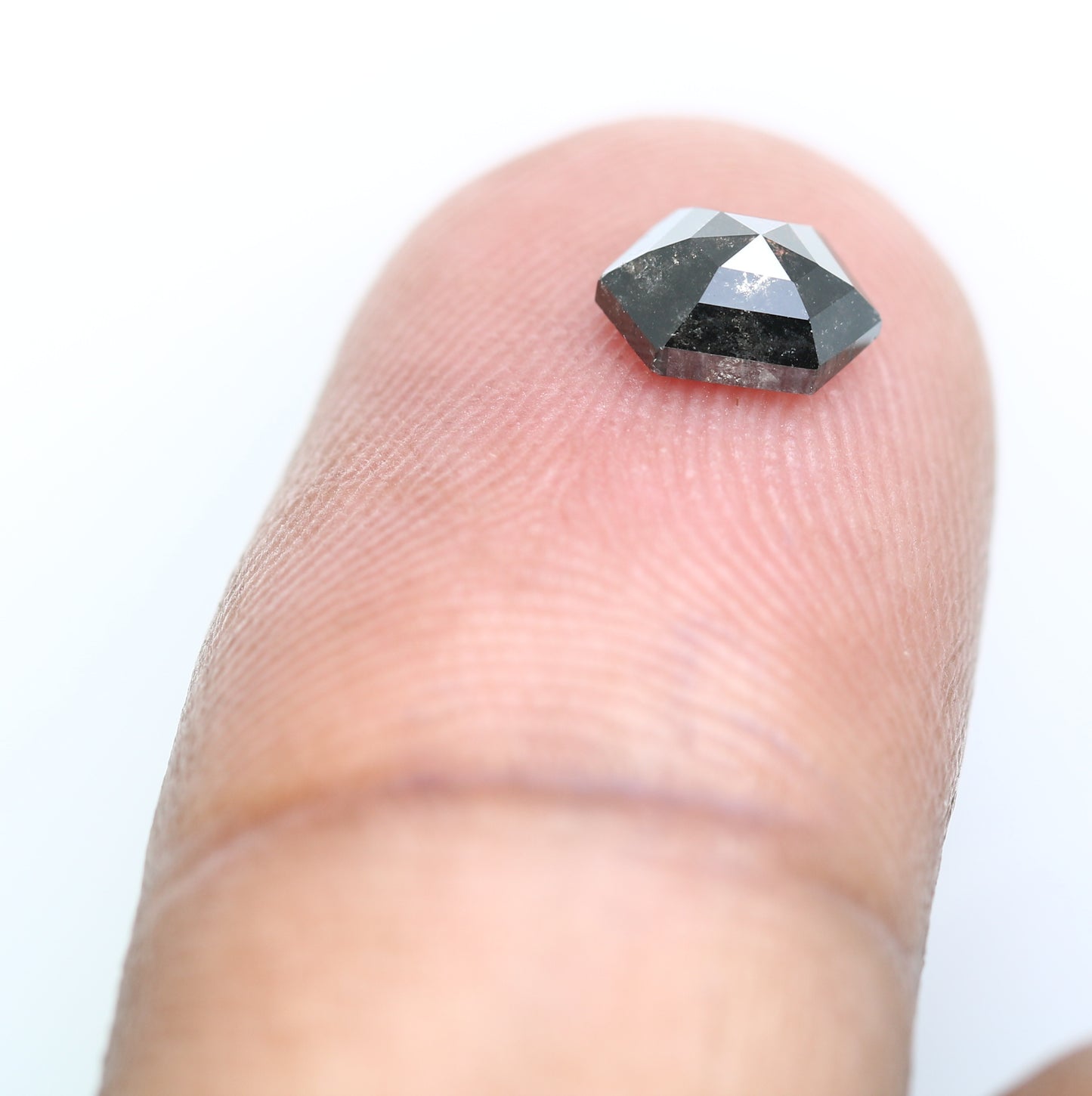 0.78 Carat Hexagon Cut 6.70 MM Loose Salt And Pepper Diamond For Engagement Ring - JayKrishna Diamond