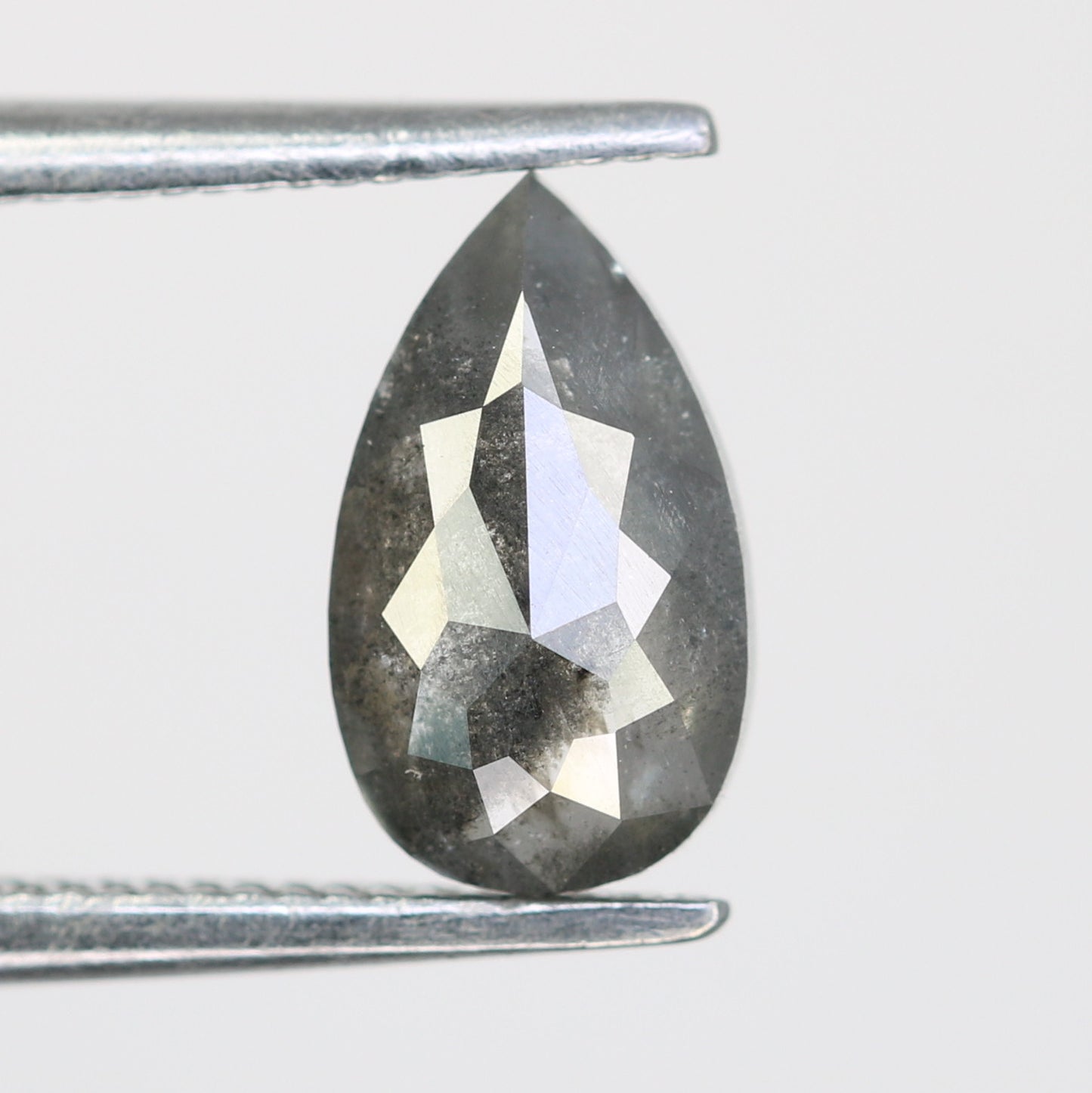 0.95 CT Salt And Pepper Natural Pear Shape Diamond For Engagement Ring - JayKrishna Diamond