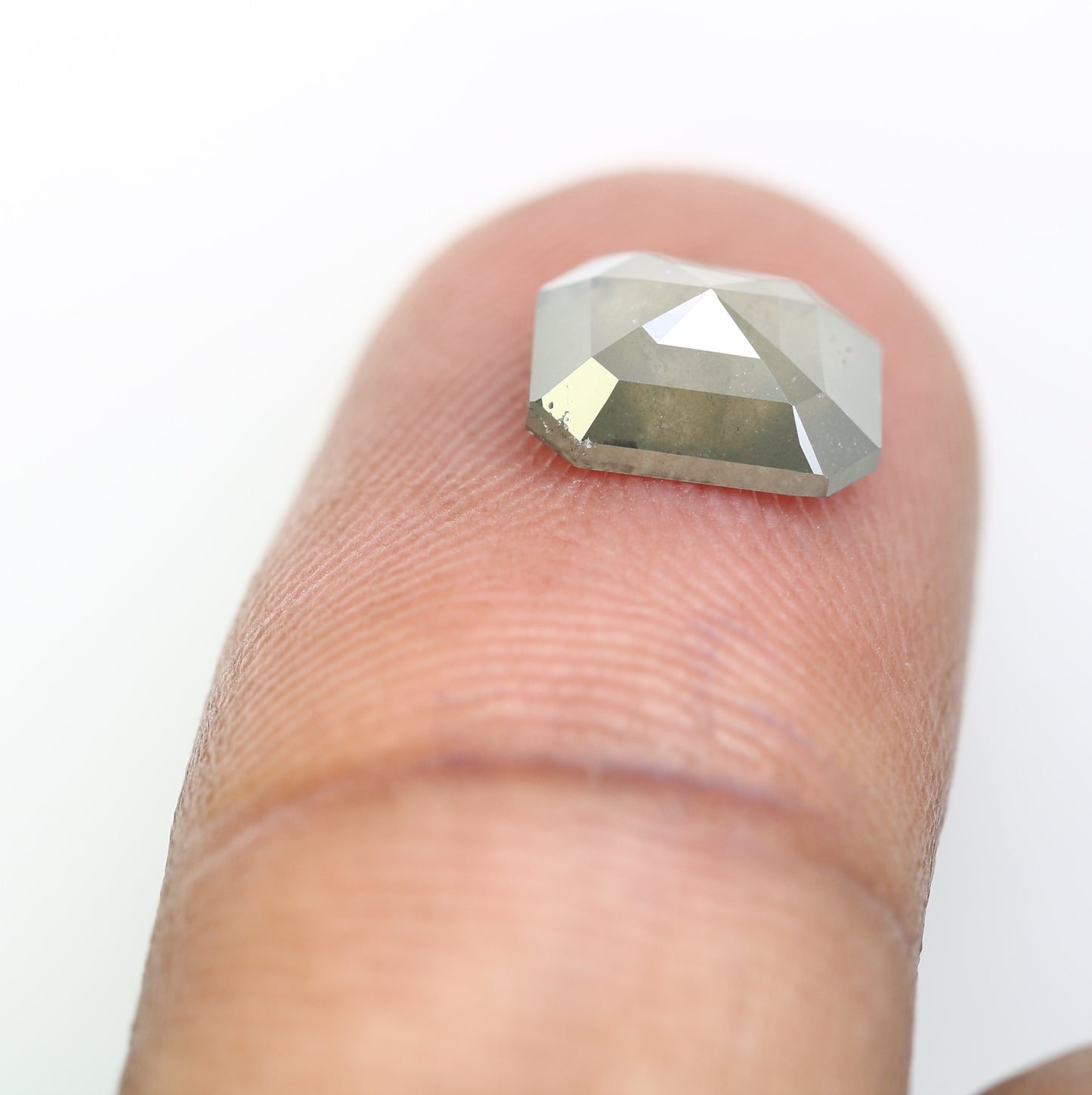 1.95 CT 8.40 MM Emerald Shape Salt And Pepper Diamond For Engagement Ring - JayKrishna Diamond
