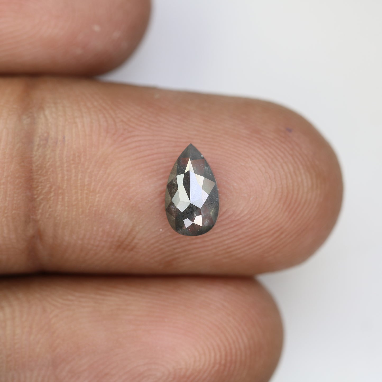 0.95 CT Salt And Pepper Natural Pear Shape Diamond For Engagement Ring - JayKrishna Diamond