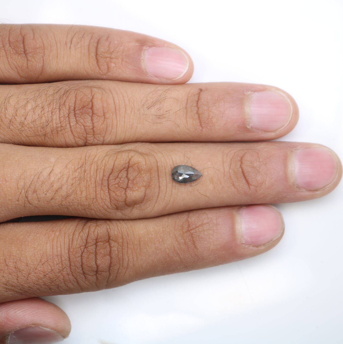 0.95 CT Salt And Pepper Natural Pear Shape Diamond For Engagement Ring - JayKrishna Diamond