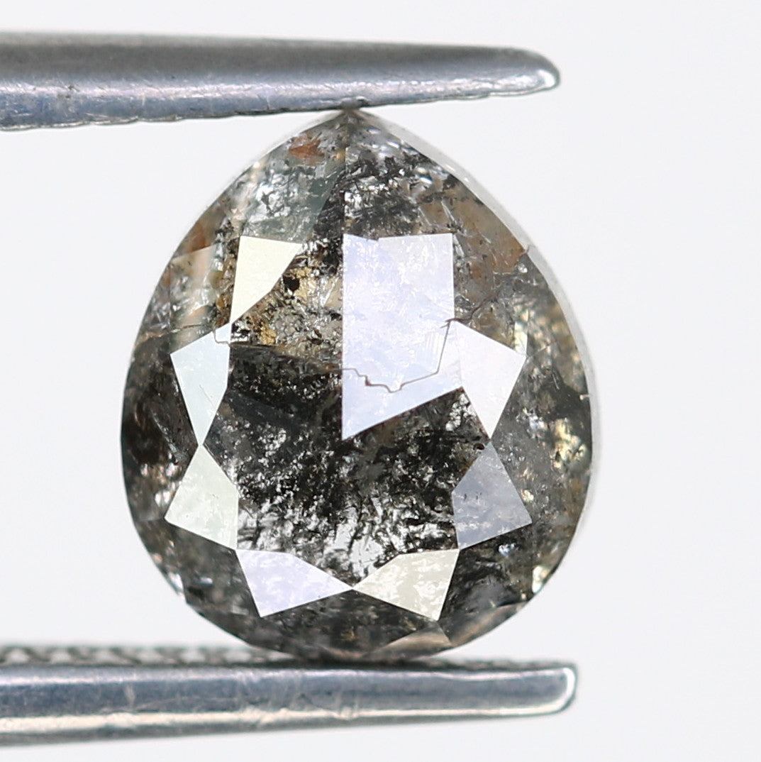 1.15 Carat Pear Shaped Natural Loose Salt And Pepper Diamond For Galaxy Ring - JayKrishna Diamond