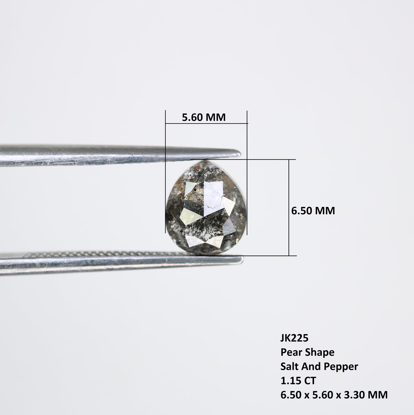 1.15 Carat Pear Shaped Natural Loose Salt And Pepper Diamond For Galaxy Ring - JayKrishna Diamond