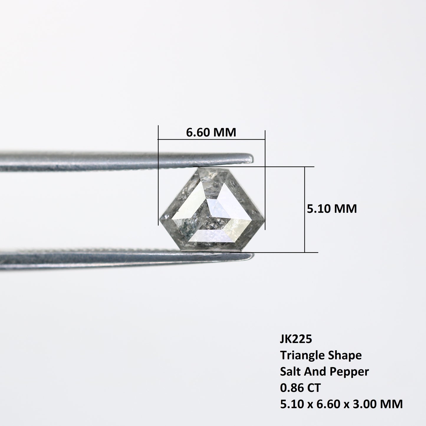 0.86 Carat Triangle Shaped Loose Natural Loose Salt And Pepper Diamond Ring - JayKrishna Diamond