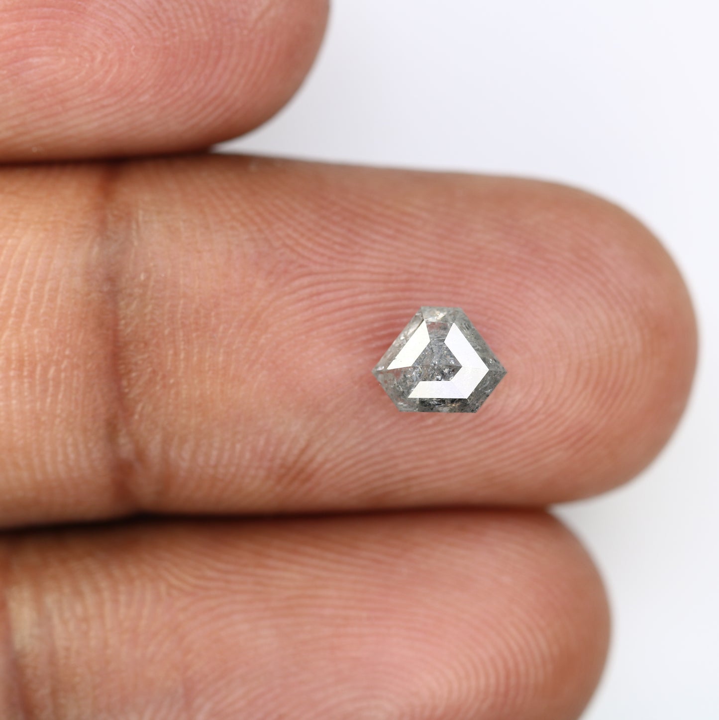 0.86 Carat Triangle Shaped Loose Natural Loose Salt And Pepper Diamond Ring - JayKrishna Diamond