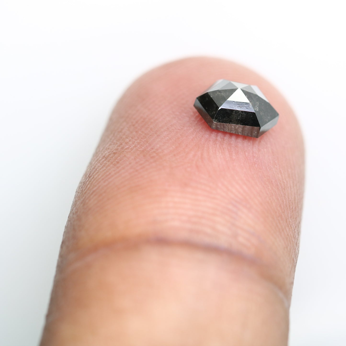 0.78 CT Salt And Pepper 6.60 MM Elongated Hexagon Shape Diamond For Engagement Ring - JayKrishna Diamond