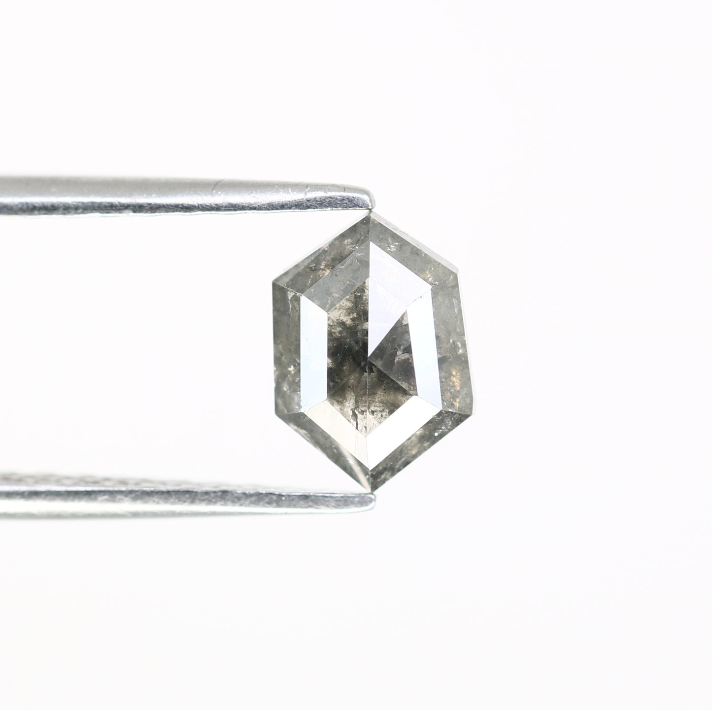 0.99 CT Salt And Pepper 7.60 MM Elongated Hexagon Shape Diamond For Engagement Ring - JayKrishna Diamond