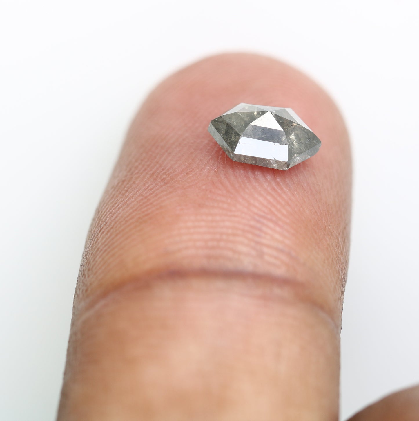 0.99 CT Salt And Pepper 7.60 MM Elongated Hexagon Shape Diamond For Engagement Ring - JayKrishna Diamond