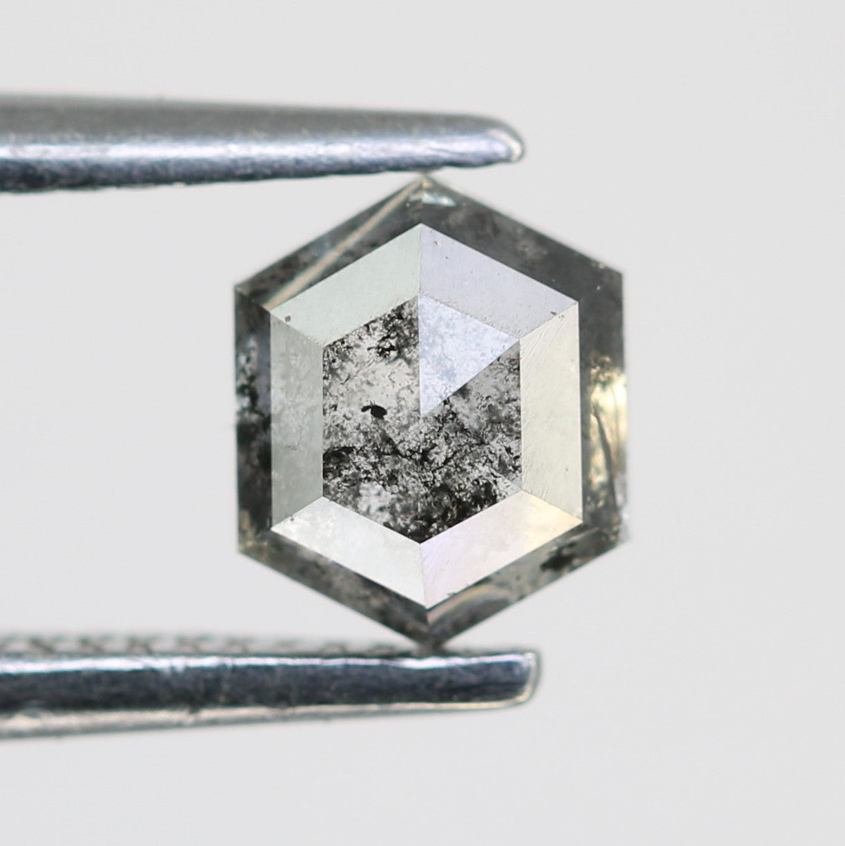 0.52 CT Natural Elongated Hexagon Shape Salt And Pepper Diamond For Engagement Ring - JayKrishna Diamond