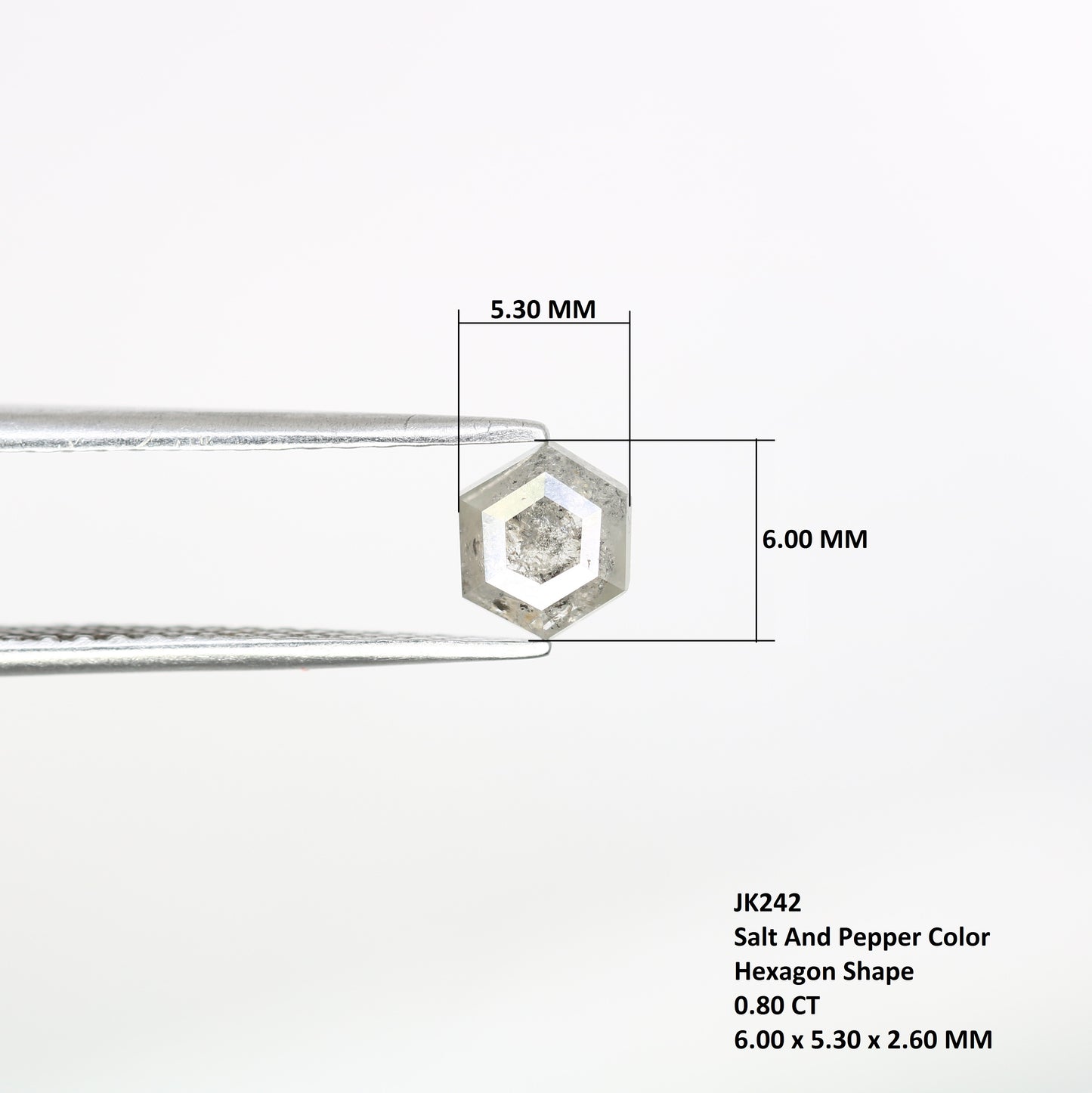 0.80 CT 6.00 MM Hexagon Cut Salt And Pepper Diamond For Promise Ring - JayKrishna Diamond