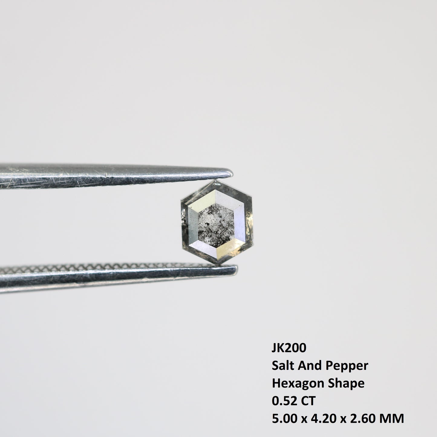 0.52 CT Natural Elongated Hexagon Shape Salt And Pepper Diamond For Engagement Ring - JayKrishna Diamond