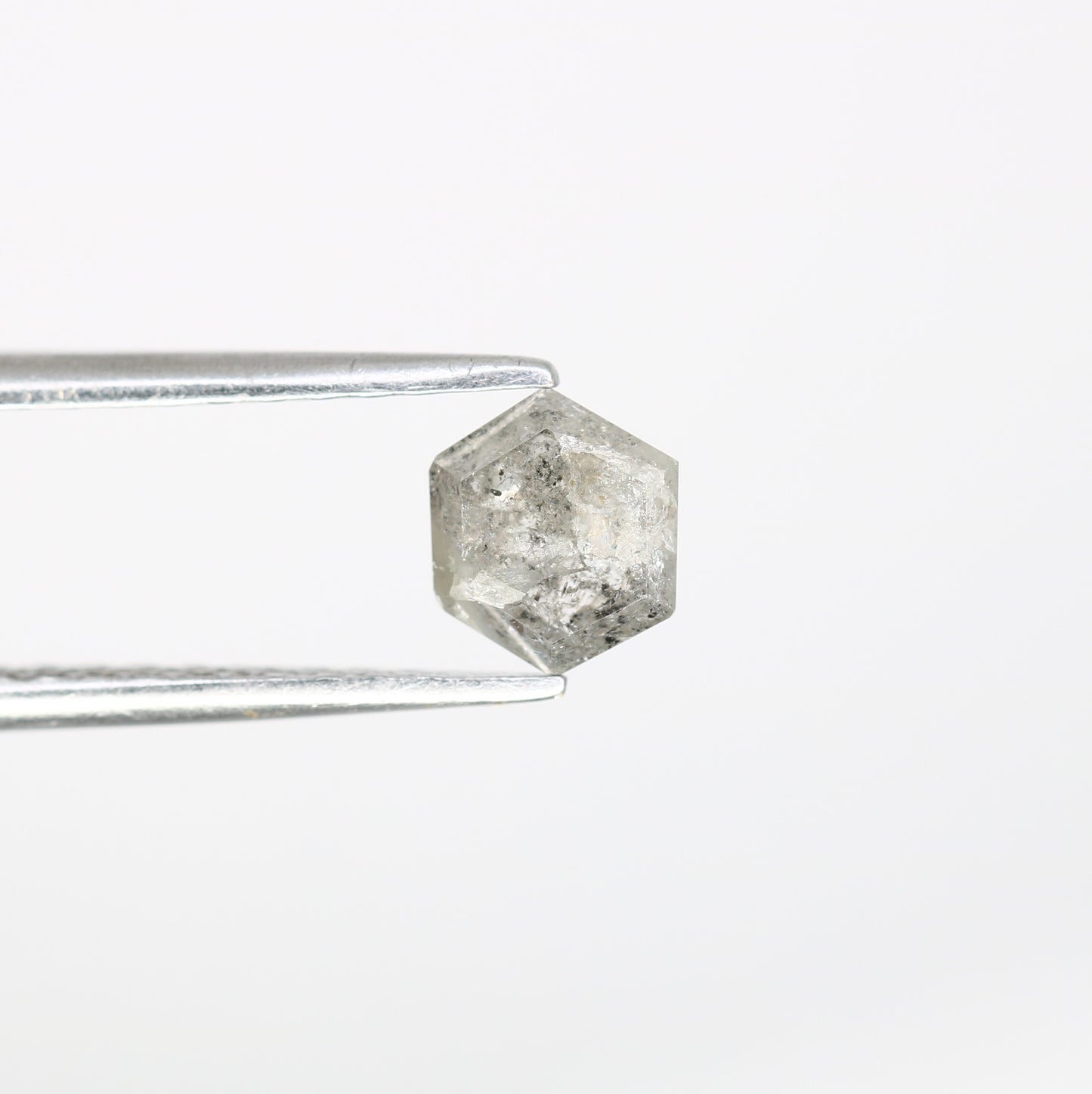 0.80 CT 6.00 MM Hexagon Cut Salt And Pepper Diamond For Promise Ring - JayKrishna Diamond