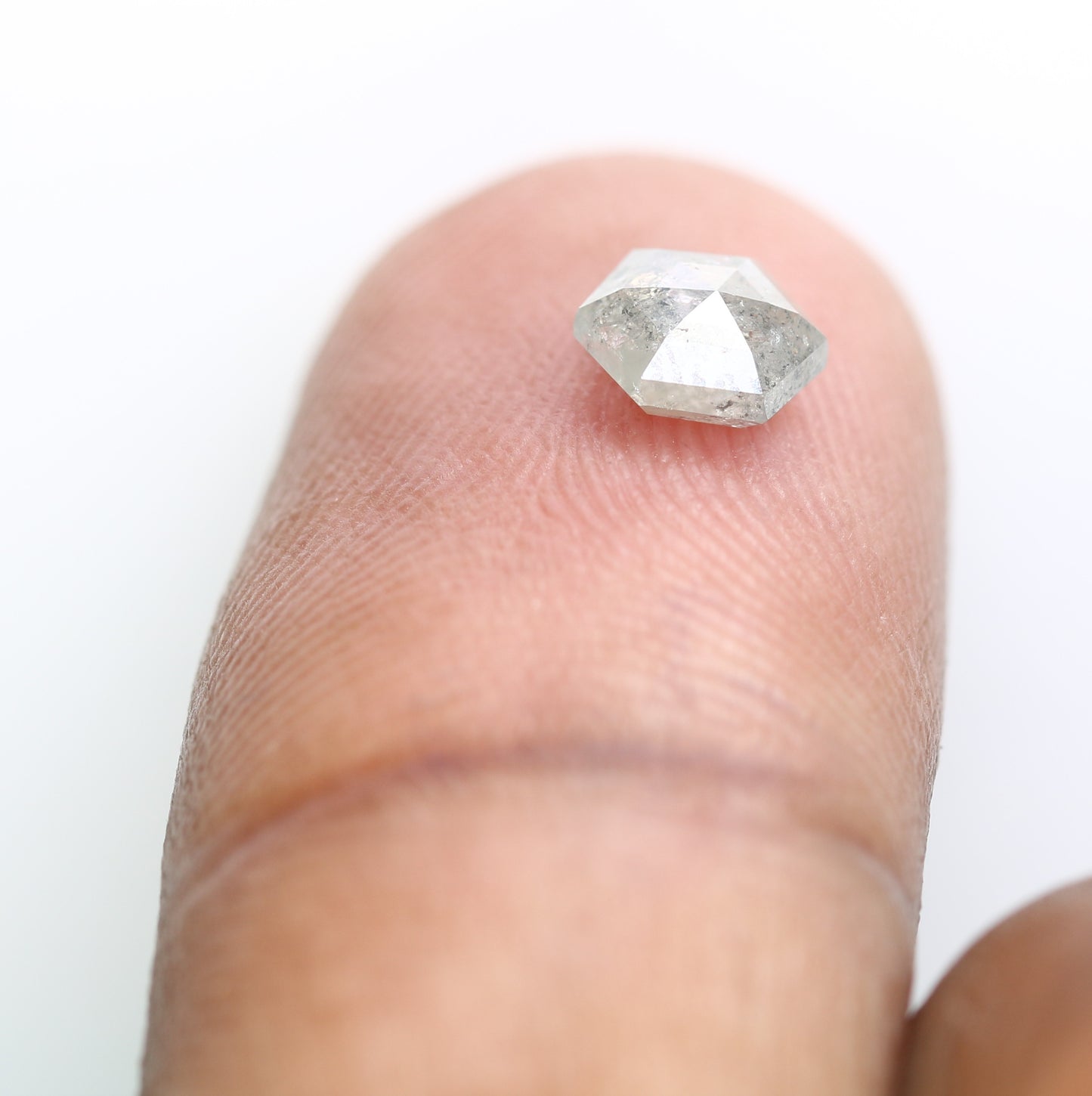0.80 CT 6.00 MM Hexagon Cut Salt And Pepper Diamond For Promise Ring - JayKrishna Diamond