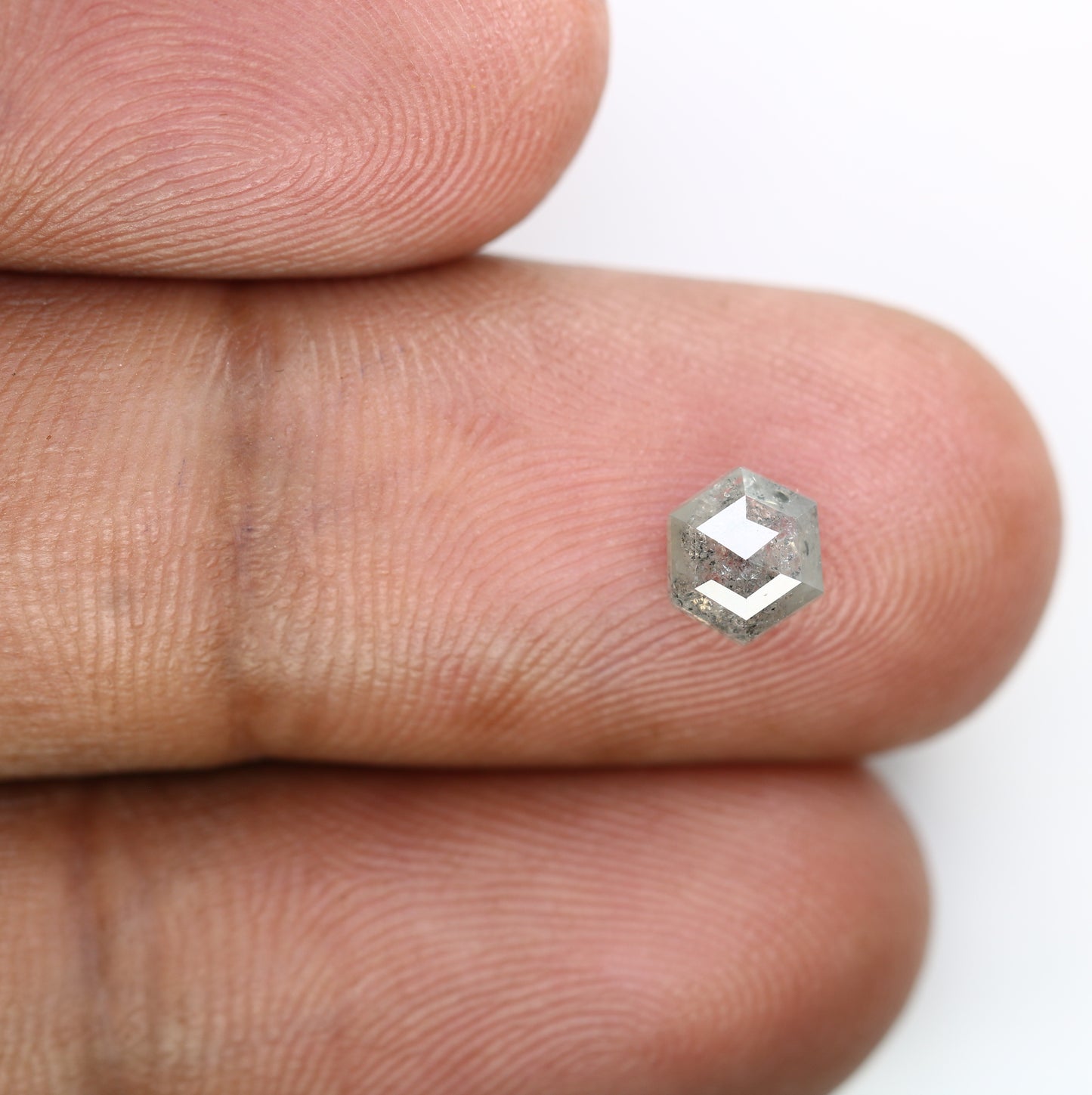 0.80 CT 6.00 MM Hexagon Cut Salt And Pepper Diamond For Promise Ring - JayKrishna Diamond