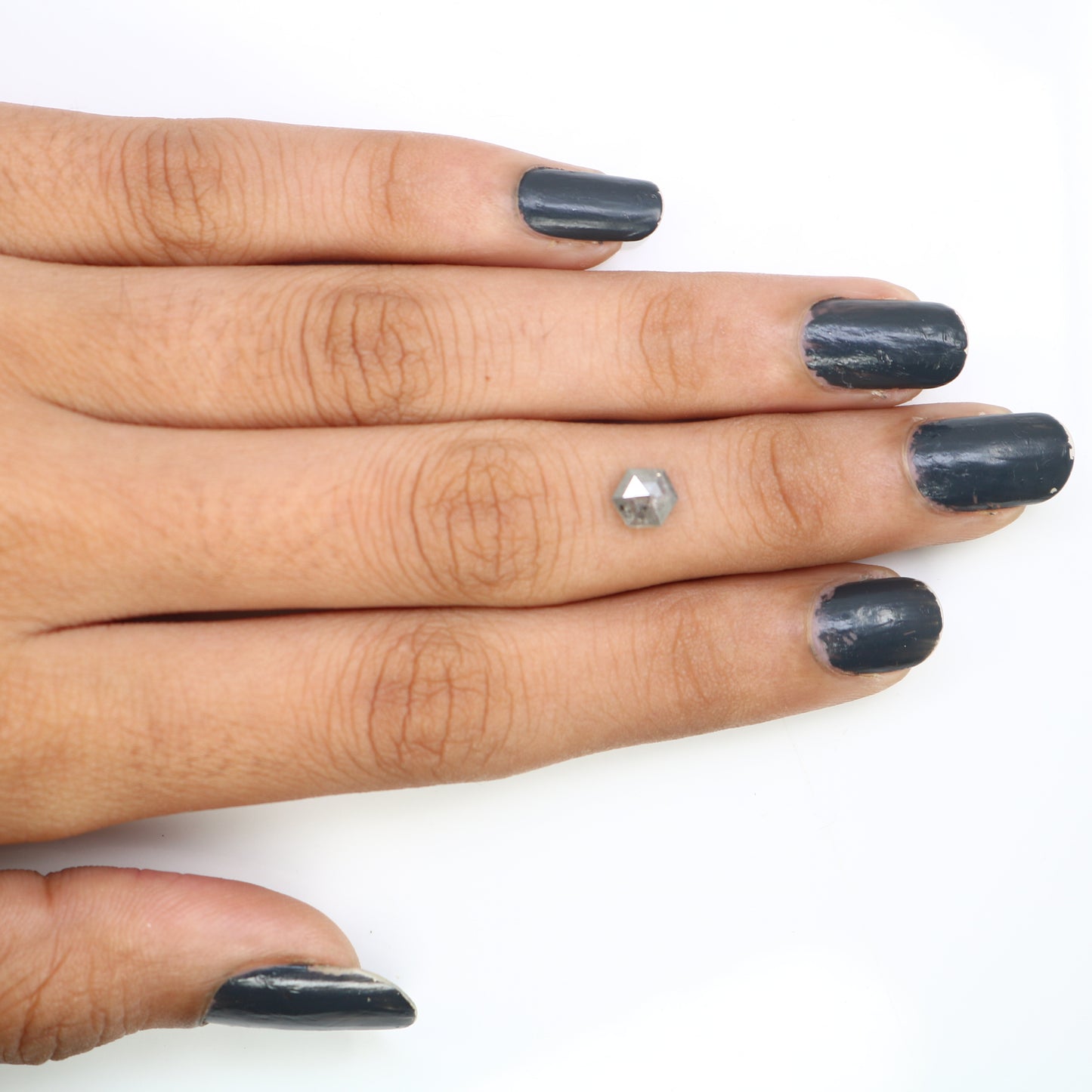 0.80 CT 6.00 MM Hexagon Cut Salt And Pepper Diamond For Promise Ring - JayKrishna Diamond