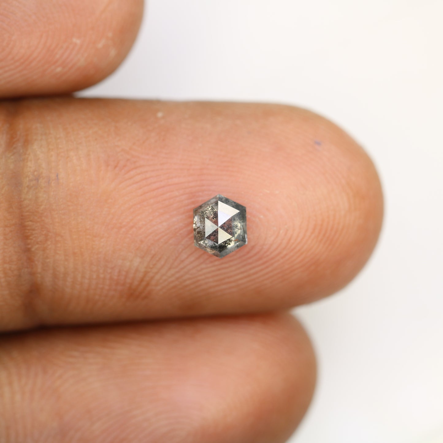 0.52 CT Natural Elongated Hexagon Shape Salt And Pepper Diamond For Engagement Ring - JayKrishna Diamond