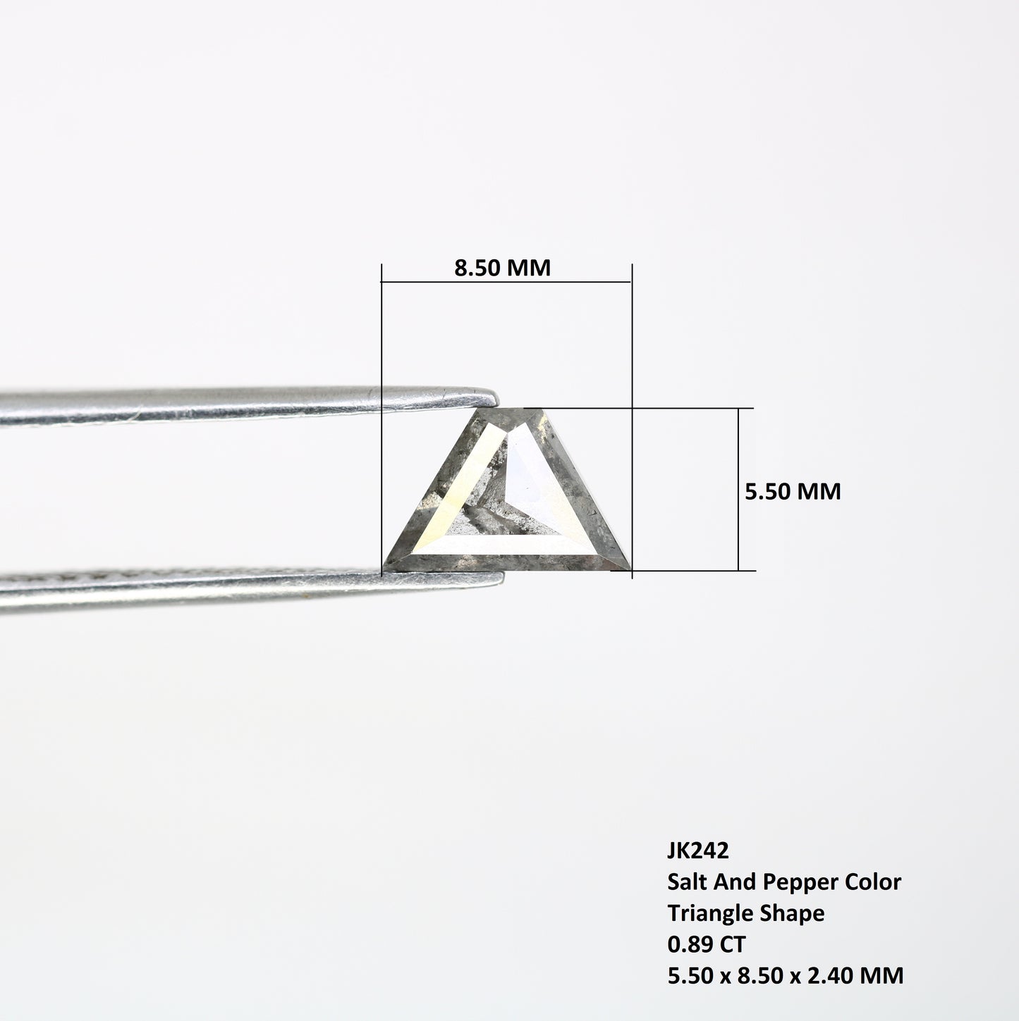0.89 CT Triangle Shape Salt And Pepper 5.50 MM Diamond For Designer Diamond Ring - JayKrishna Diamond