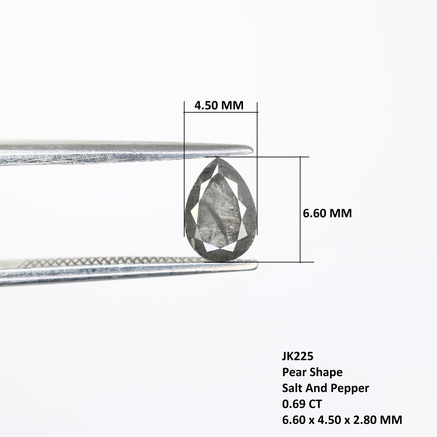 Salt And Pepper Diamond 0.69 CT Loose Natural Pear Diamond For Promise Ring - JayKrishna Diamond