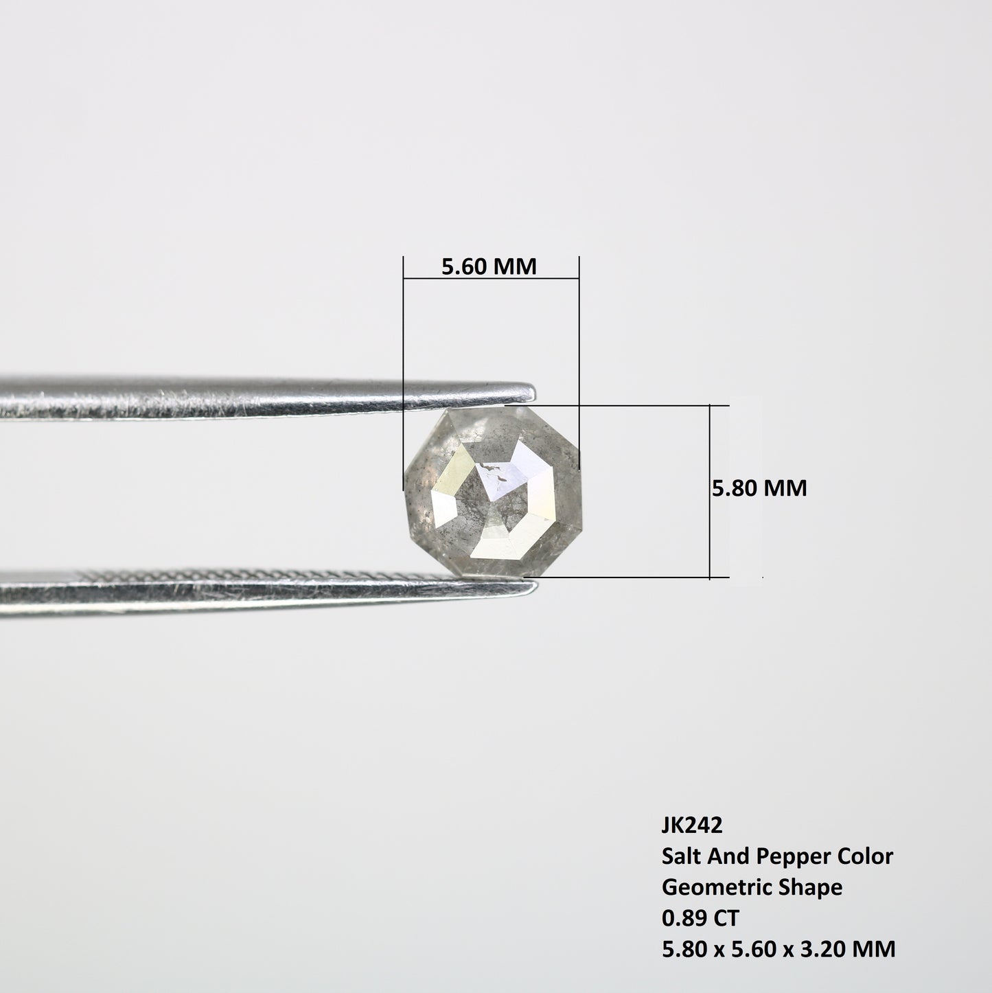 0.89 CT Geometric Shape Salt And Pepper Loose Diamond For Engagement Ring - JayKrishna Diamond