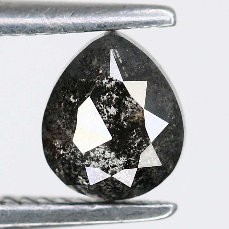 0.52 Carat Natural Salt And Pepper Loose Pear Shaped Diamond For Promise Ring - JayKrishna Diamond