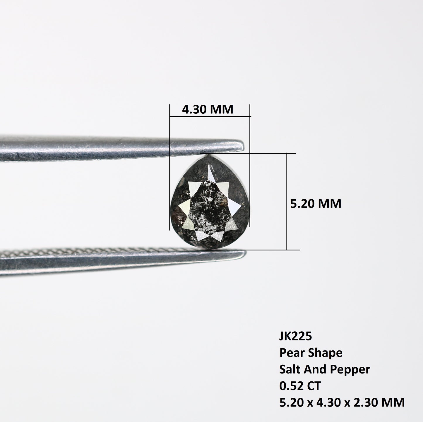 0.52 Carat Natural Salt And Pepper Loose Pear Shaped Diamond For Promise Ring - JayKrishna Diamond