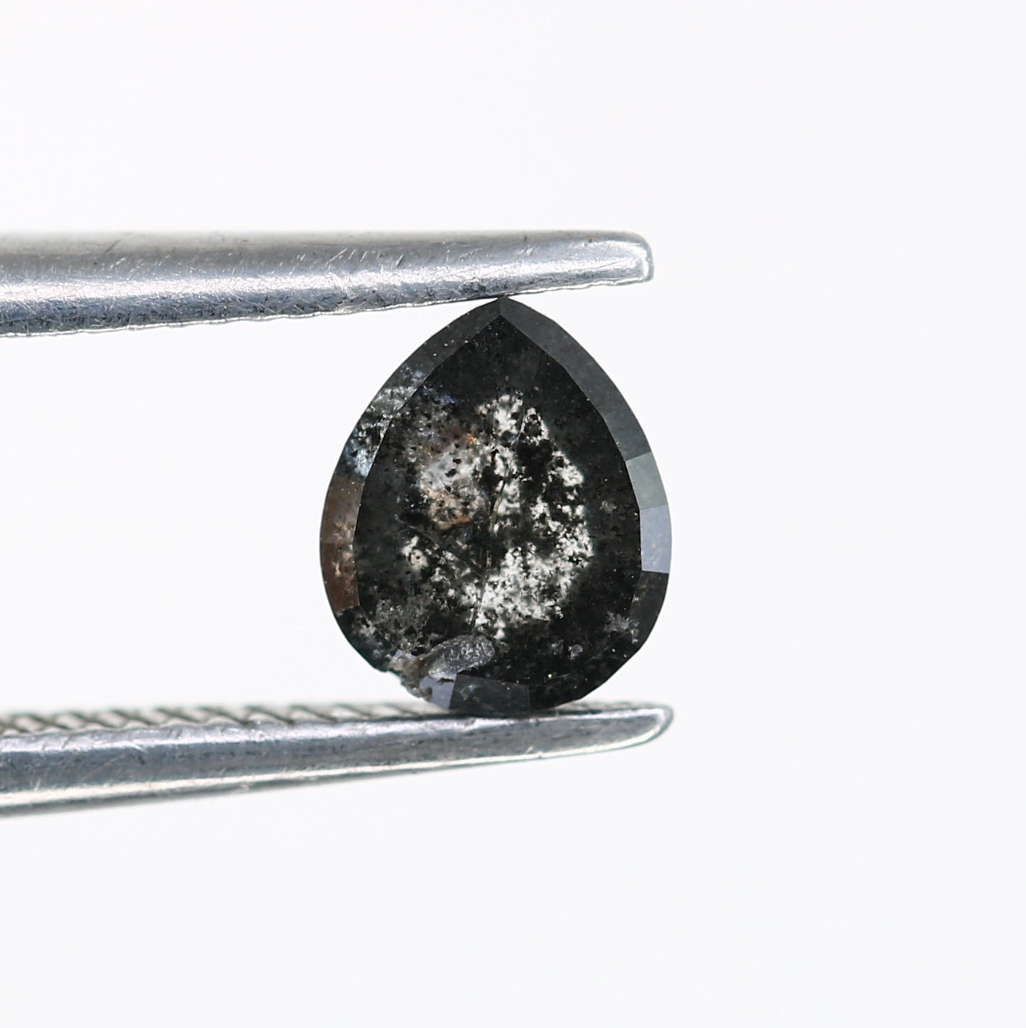 0.52 Carat Natural Salt And Pepper Loose Pear Shaped Diamond For Promise Ring - JayKrishna Diamond