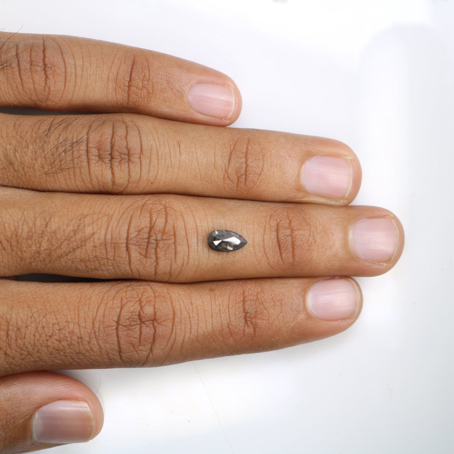 0.97 CT Salt And Pepper Loose Pear Cut Diamond For Engagement Ring - JayKrishna Diamond