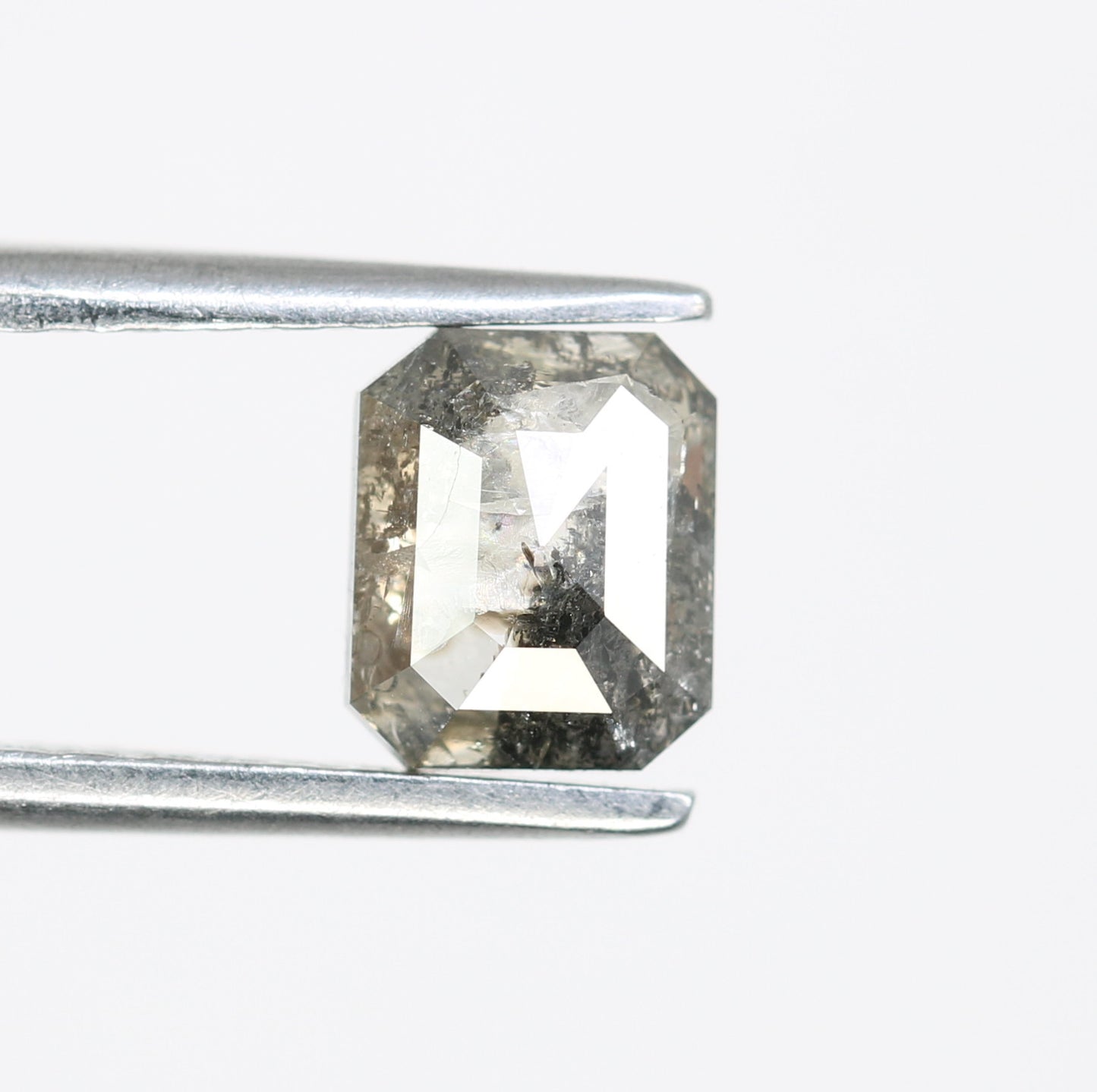 0.96 CT Loose Emerald Shape Salt And Pepper Natural Diamond For Engagement Ring - JayKrishna Diamond