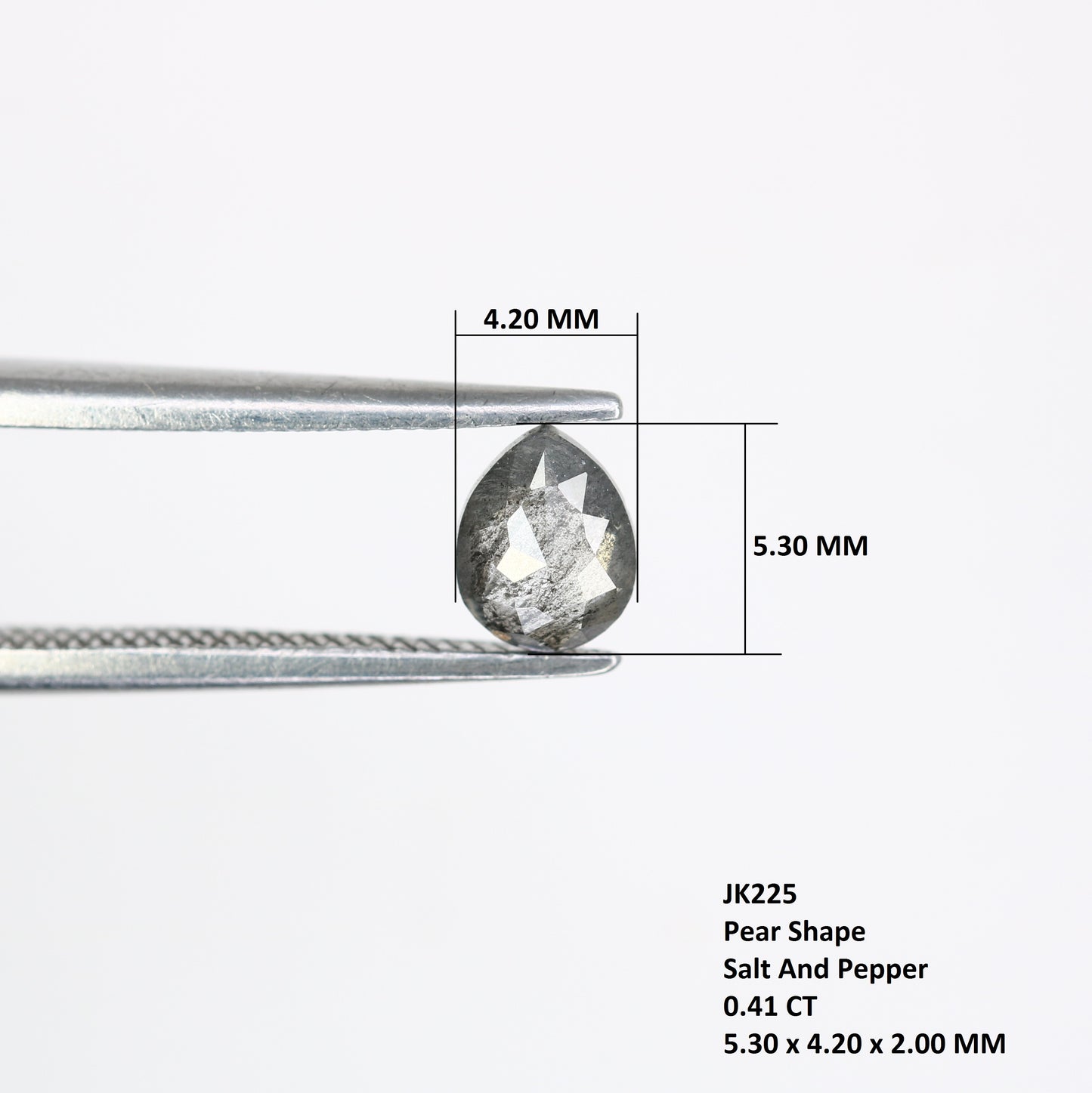 0.41 Carat 5.3 MM Loose Salt And Pepper Color Pear Shaped Diamond Ring - JayKrishna Diamond