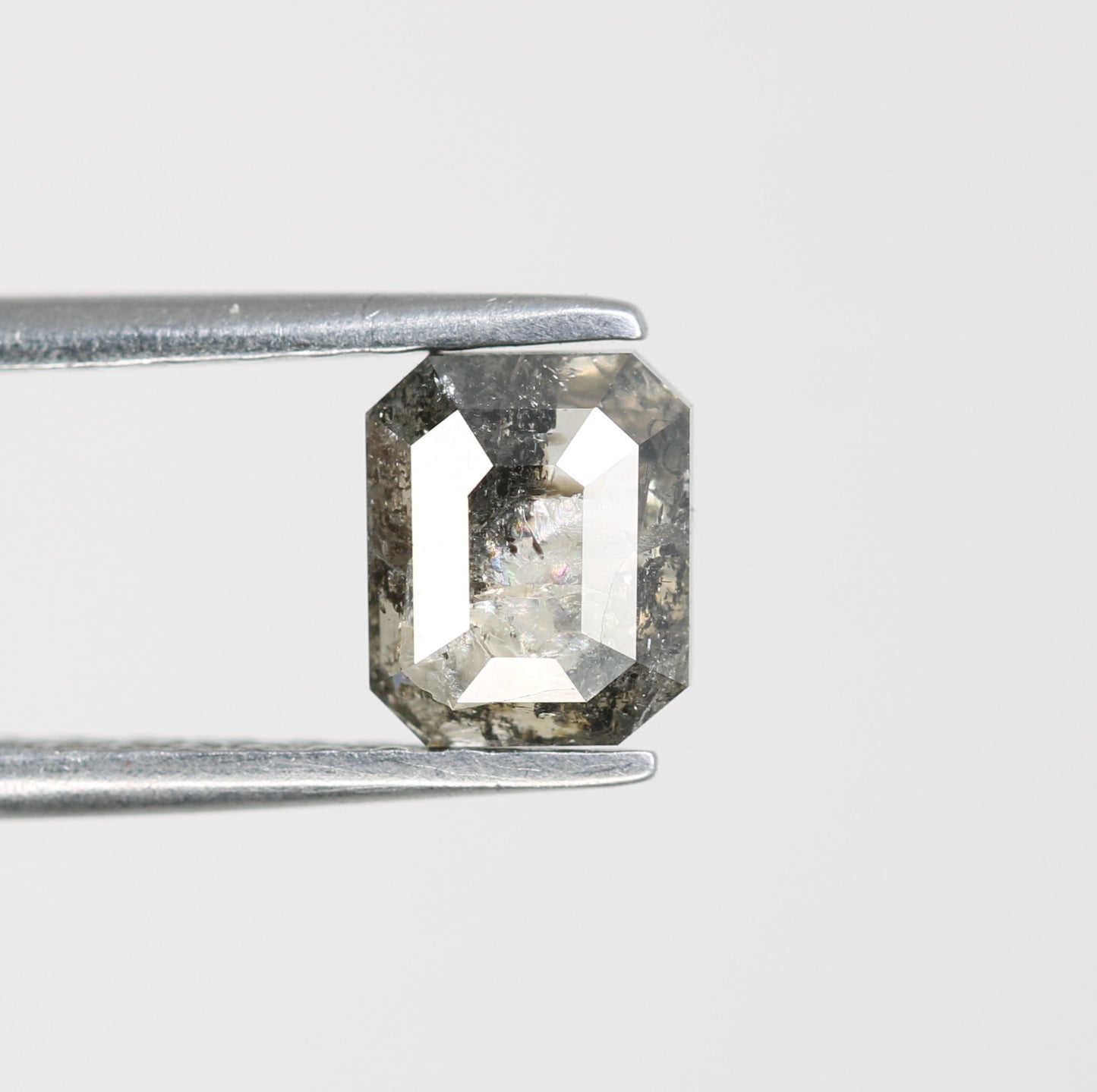 0.96 CT Loose Emerald Shape Salt And Pepper Natural Diamond For Engagement Ring - JayKrishna Diamond