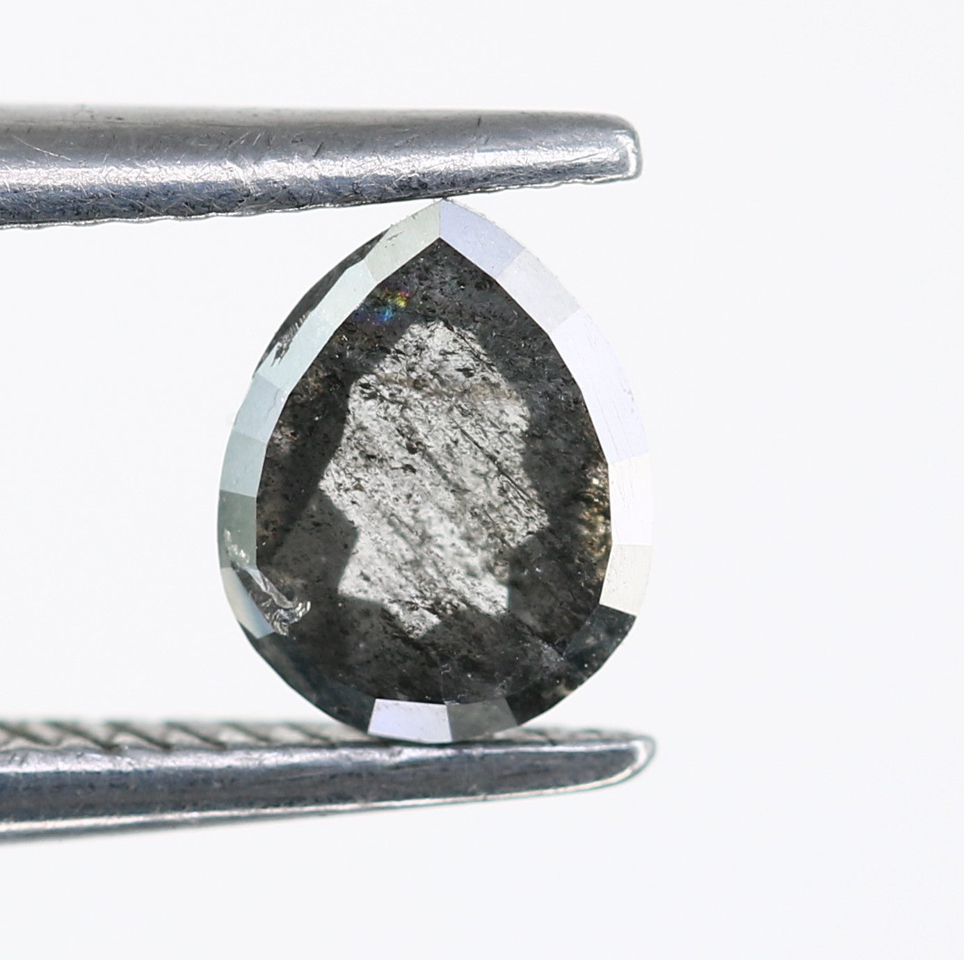 0.41 Carat 5.3 MM Loose Salt And Pepper Color Pear Shaped Diamond Ring - JayKrishna Diamond