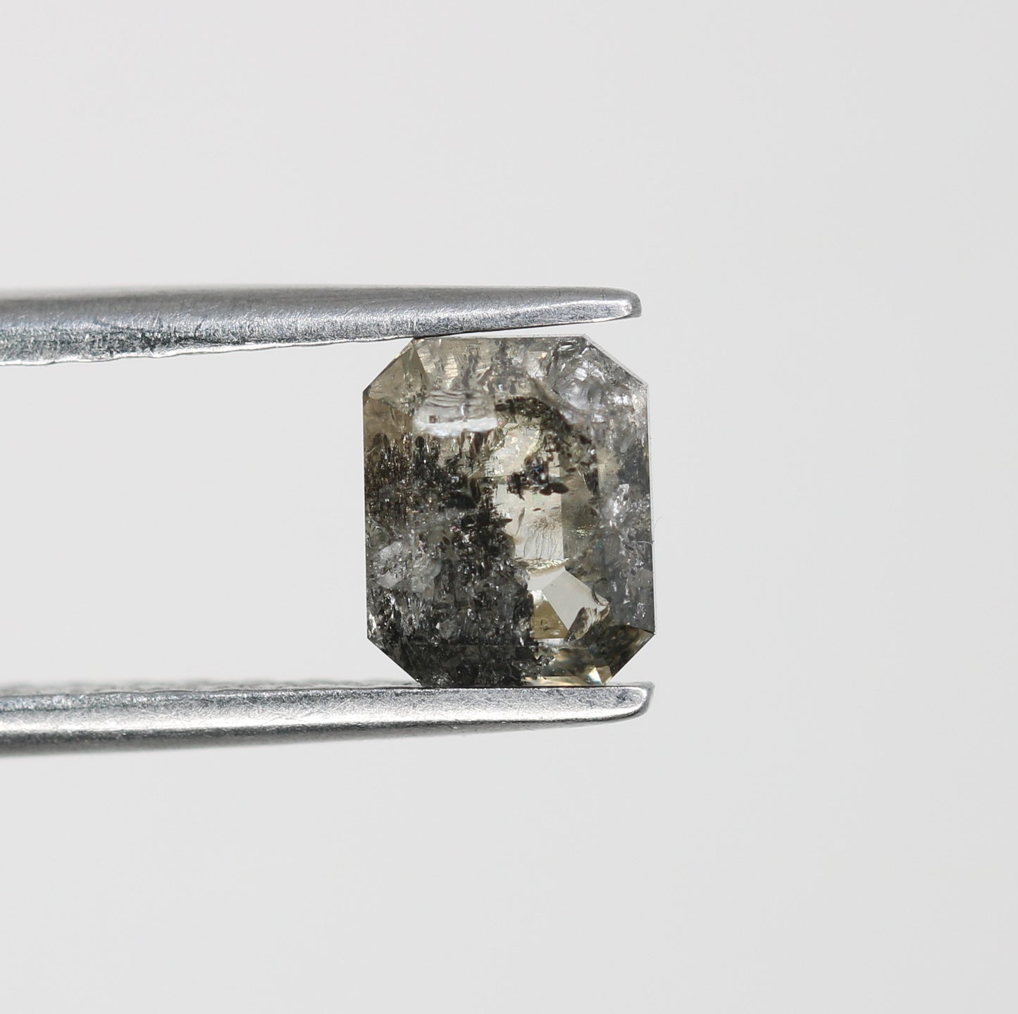 0.96 CT Loose Emerald Shape Salt And Pepper Natural Diamond For Engagement Ring - JayKrishna Diamond