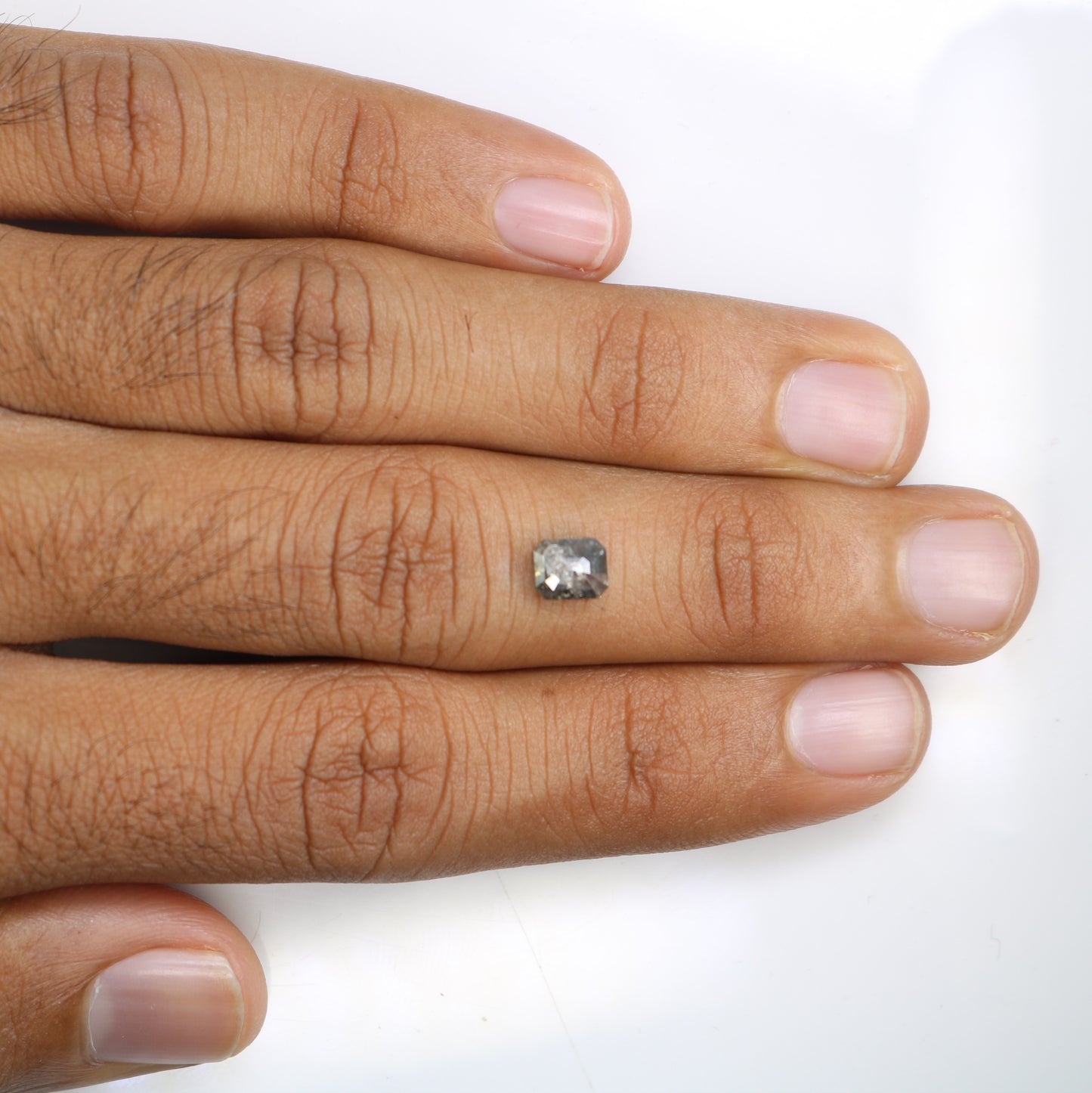 0.96 CT Loose Emerald Shape Salt And Pepper Natural Diamond For Engagement Ring - JayKrishna Diamond