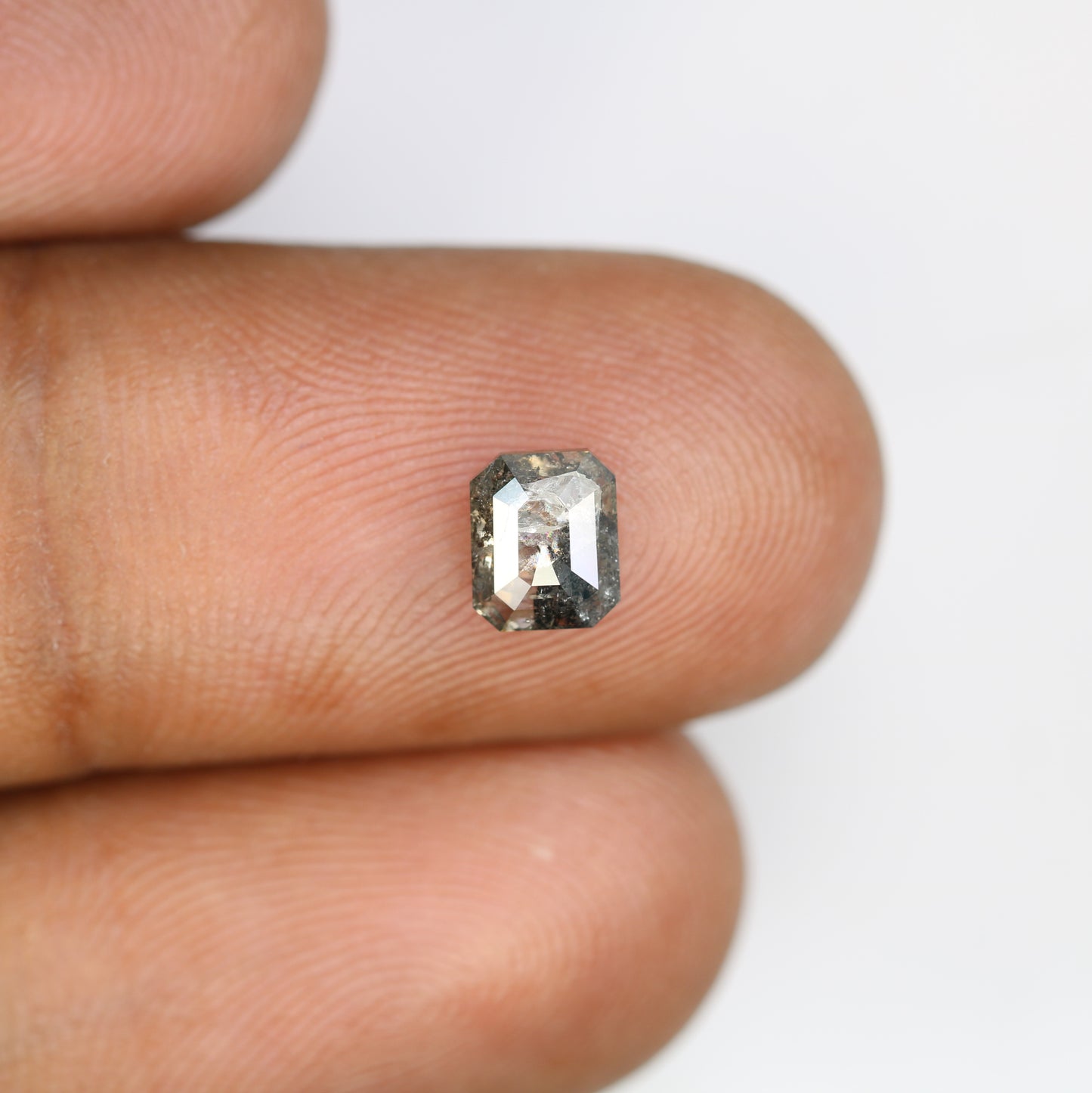 0.96 CT Loose Emerald Shape Salt And Pepper Natural Diamond For Engagement Ring - JayKrishna Diamond