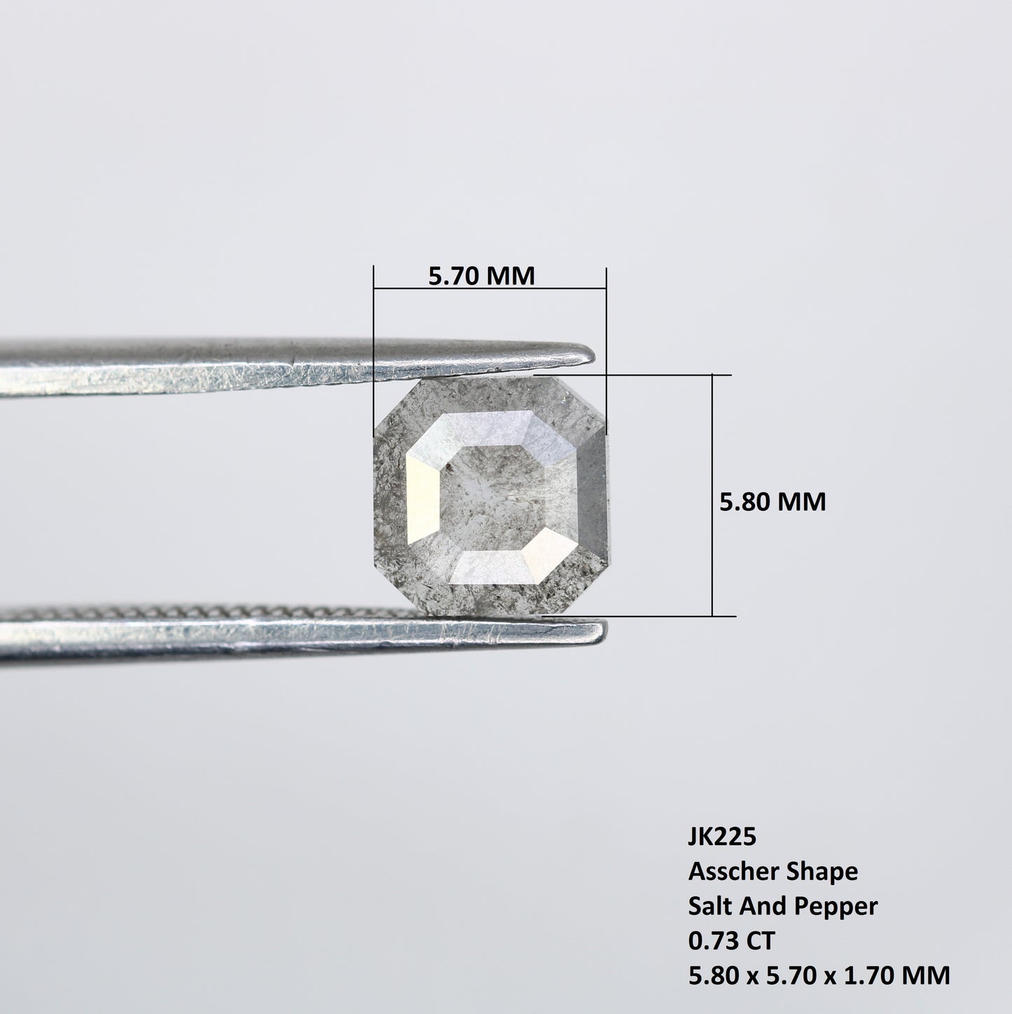0.73 Carat Asscher Shaped Diamond Salt And Pepper Diamond For Engagement Ring - JayKrishna Diamond