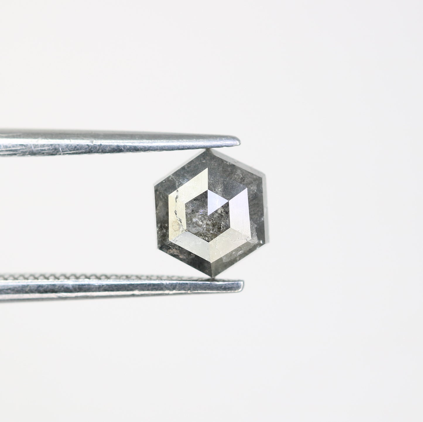 1.28 CT Salt And Pepper Hexagon Cut Natural Diamond For Engagement Ring - JayKrishna Diamond