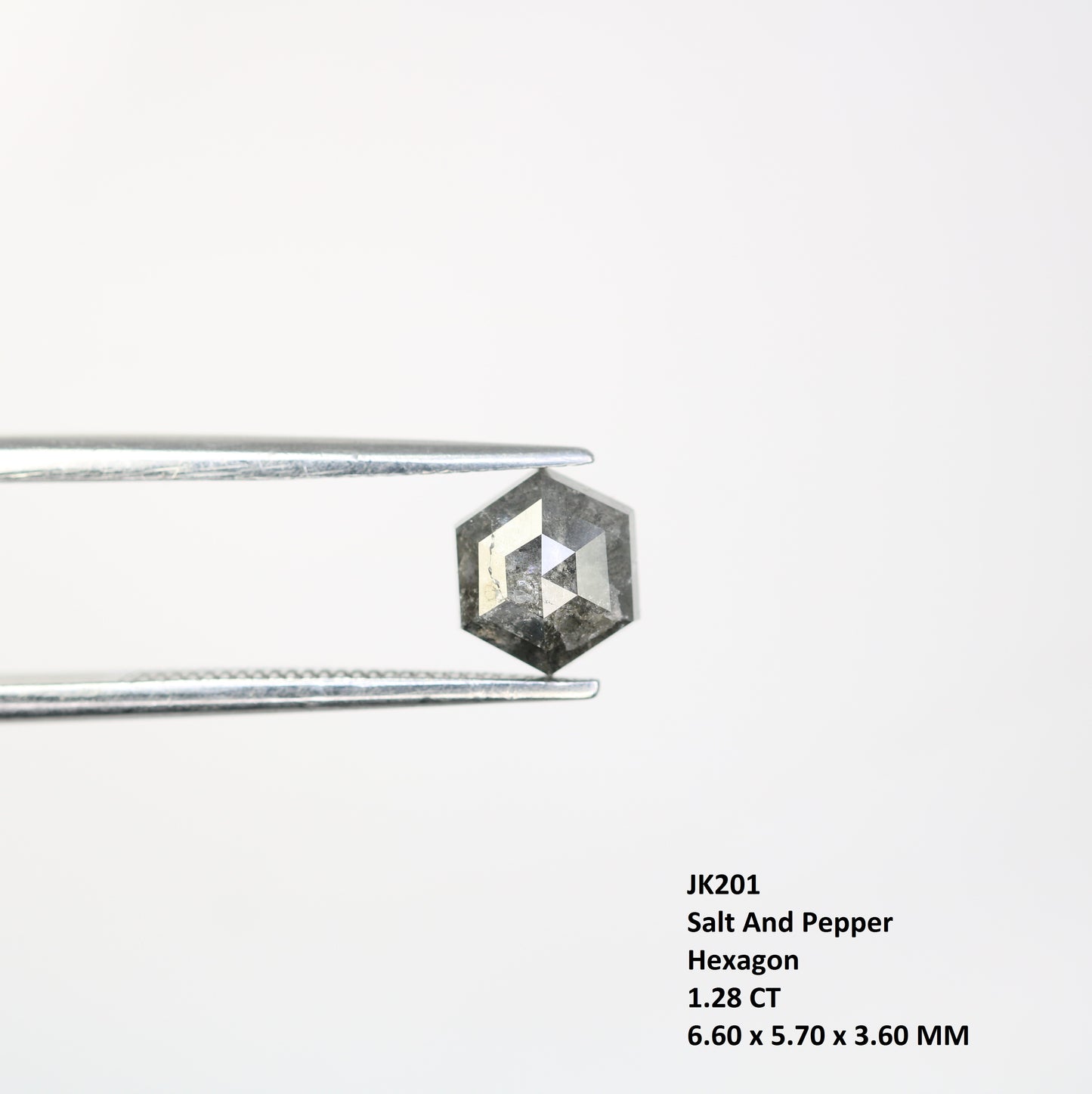 1.28 CT Salt And Pepper Hexagon Cut Natural Diamond For Engagement Ring - JayKrishna Diamond