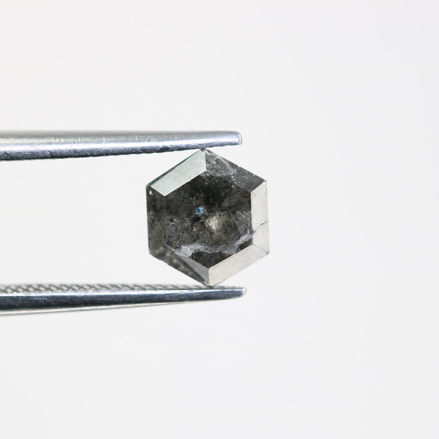 1.28 CT Salt And Pepper Hexagon Cut Natural Diamond For Engagement Ring - JayKrishna Diamond