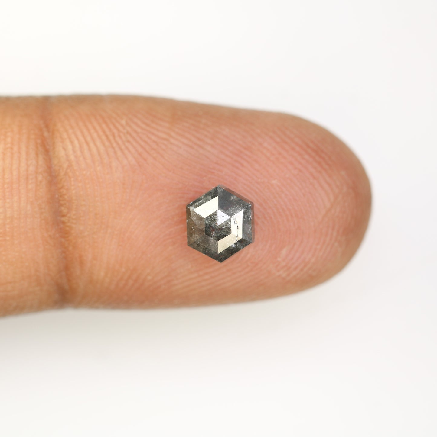 1.28 CT Salt And Pepper Hexagon Cut Natural Diamond For Engagement Ring - JayKrishna Diamond