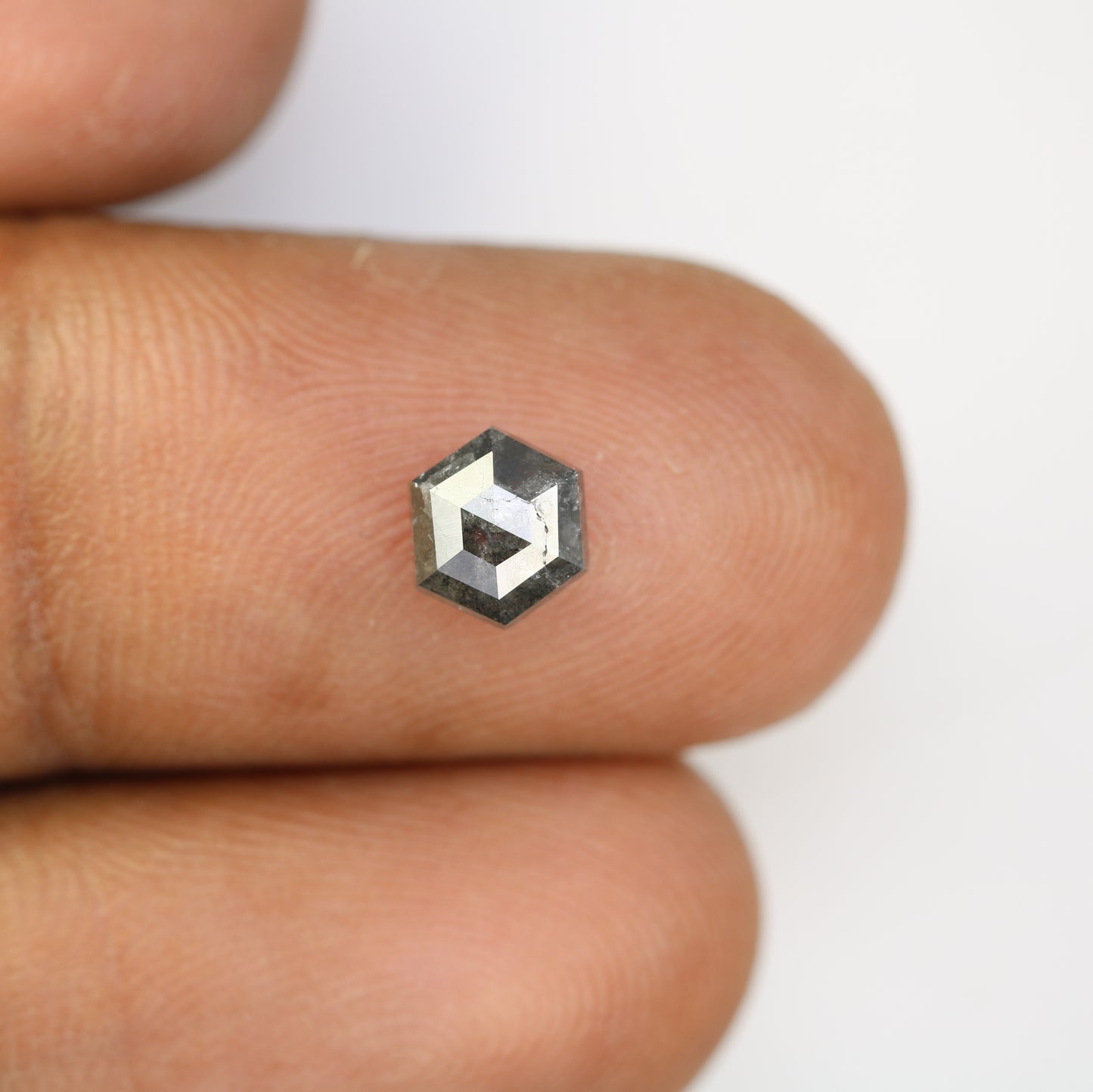 1.28 CT Salt And Pepper Hexagon Cut Natural Diamond For Engagement Ring - JayKrishna Diamond