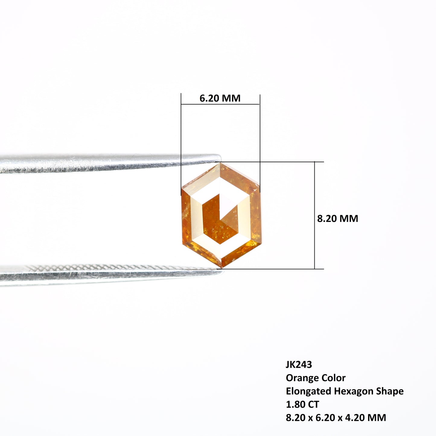 1.80 CT Elongated Hexagon Cut 8.20 MM Fancy Orange Diamond For Engagement Ring - JayKrishna Diamond